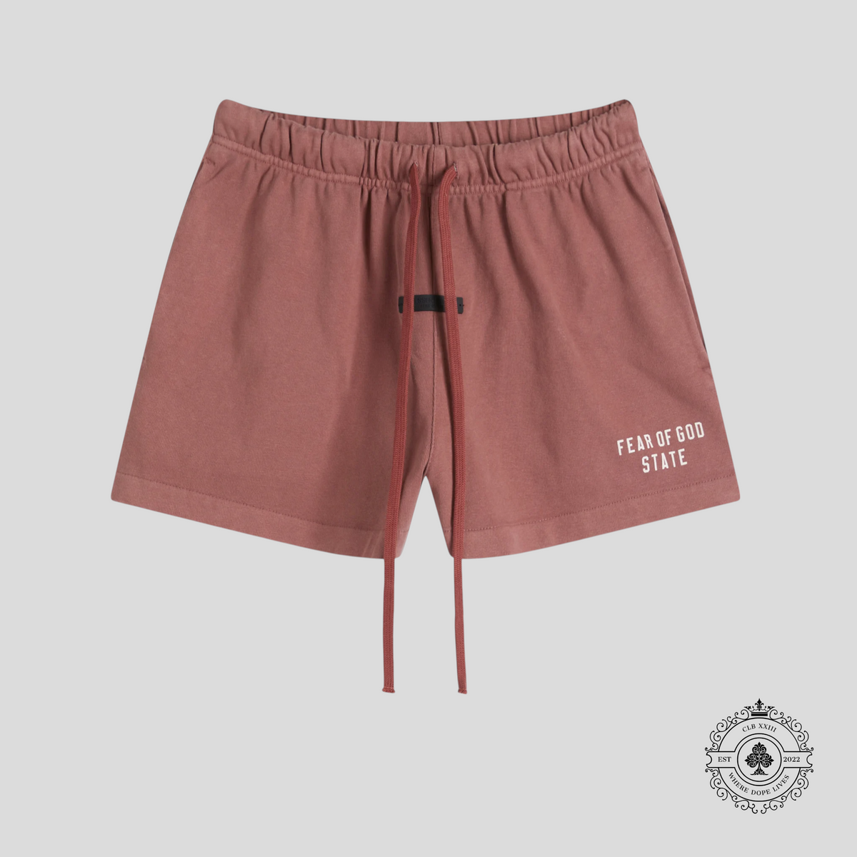 Fear Of God Essentials Jersey Shorts in Crimson
