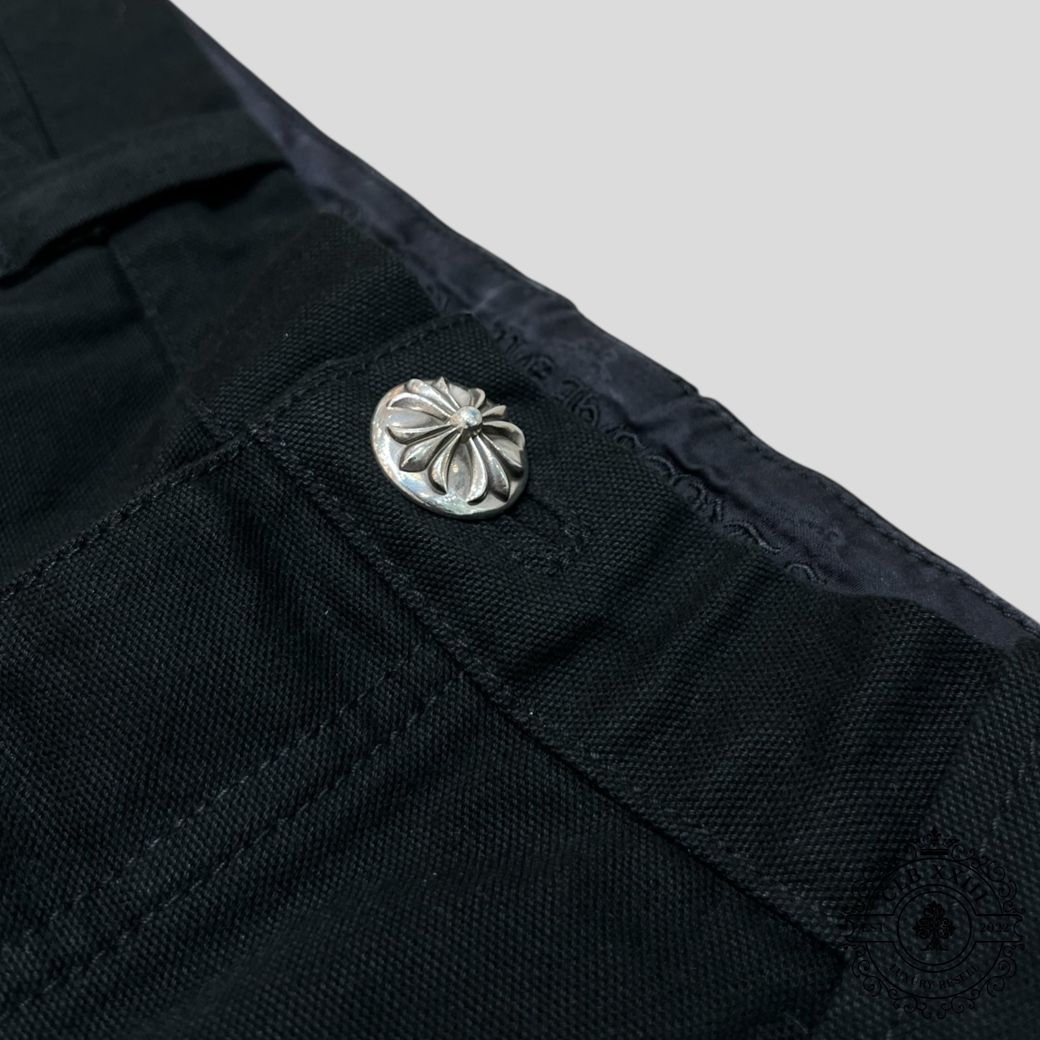 Chrome Hearts Cross Patch Double Knee Carpenter Pants in Black/Zebra