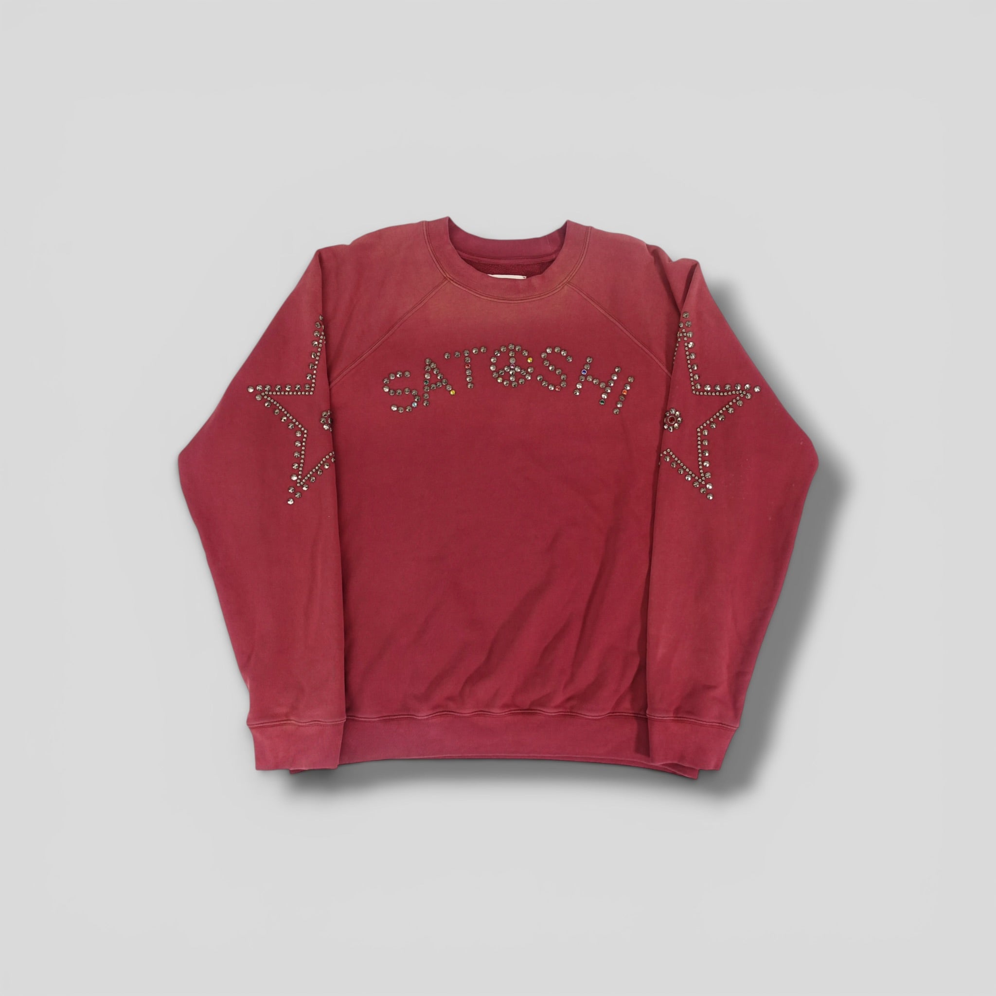 Satoshi Nakamoto Studded Crewneck in Maroon