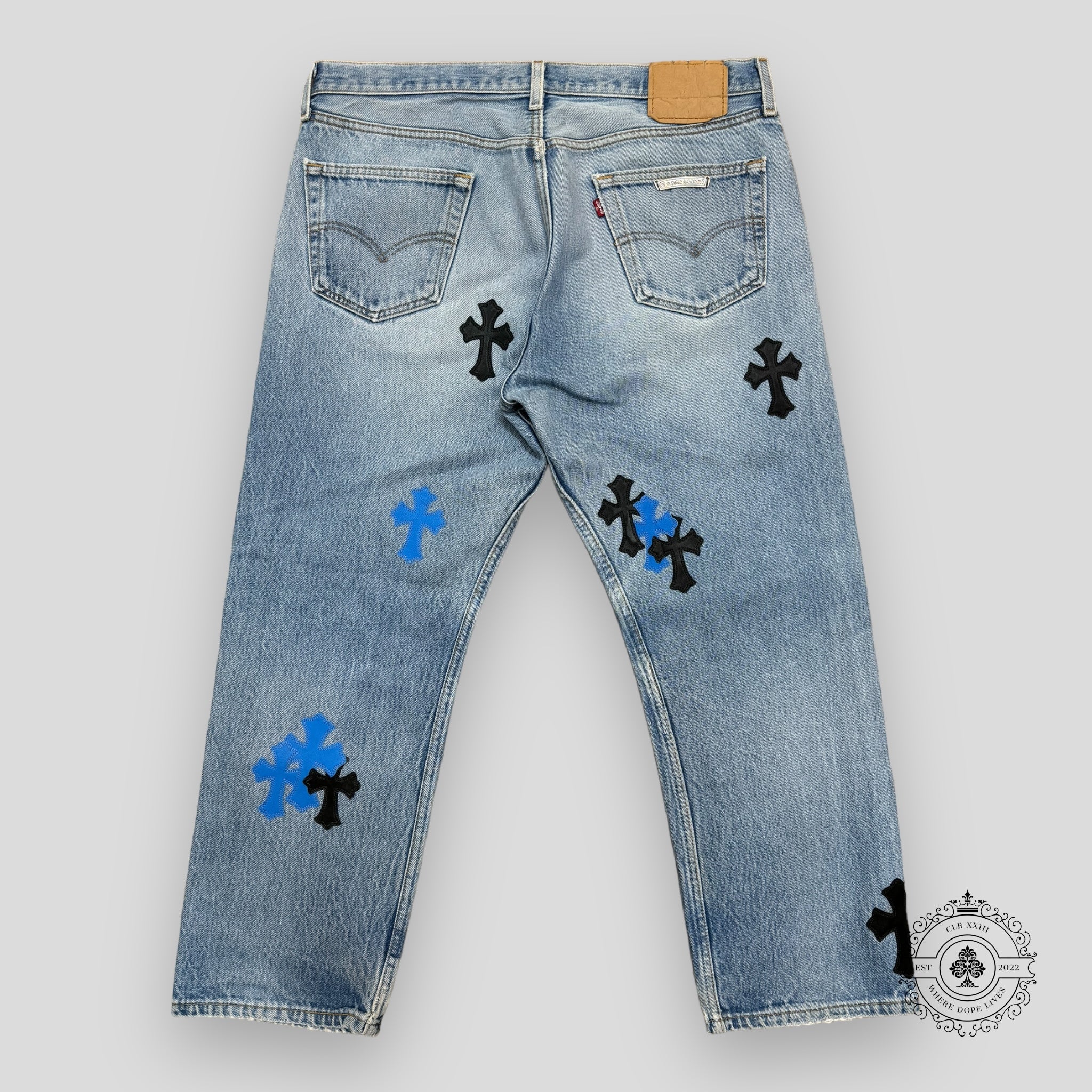 Chrome Hearts Blue Cross Patch Jeans