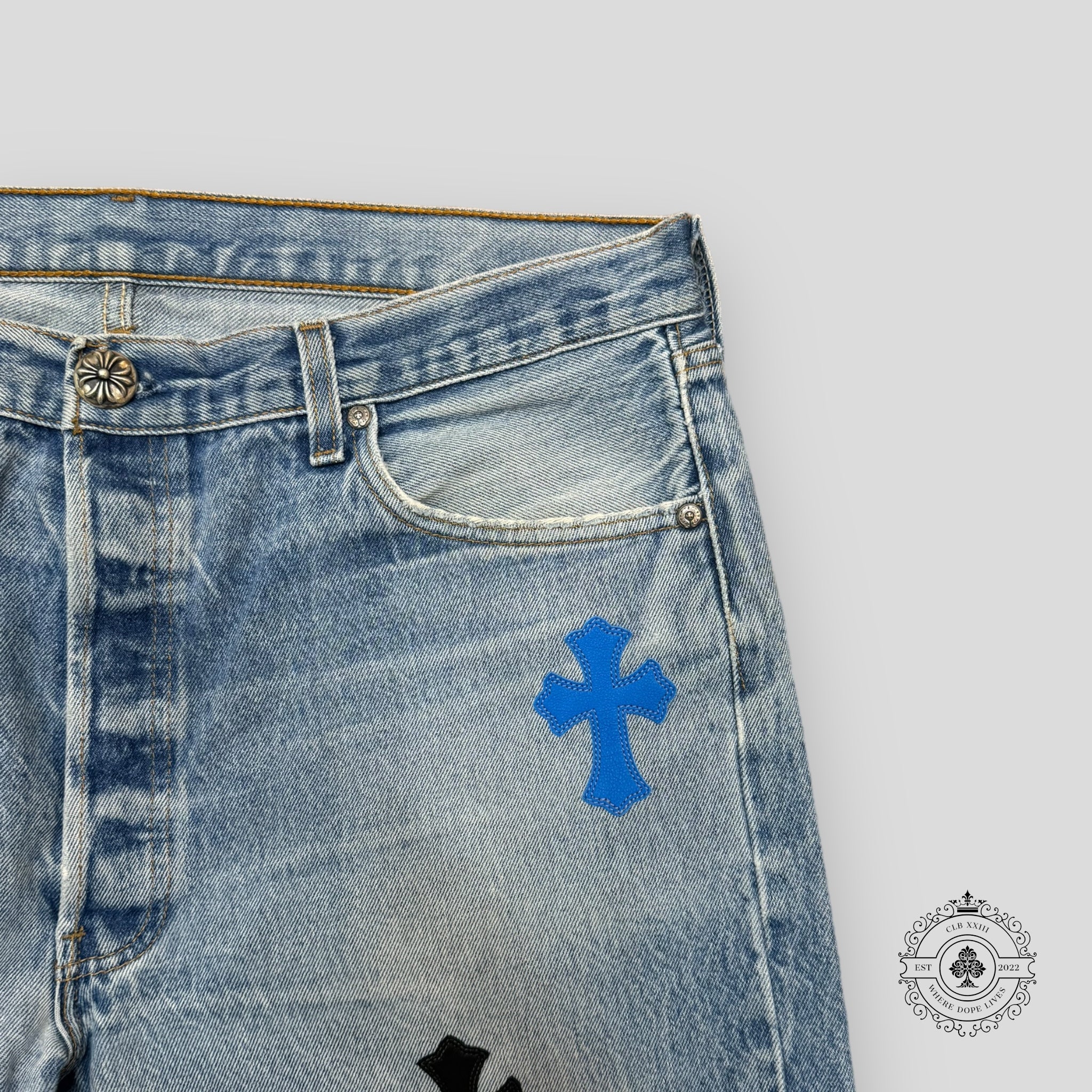 Chrome Hearts Blue Cross Patch Jeans