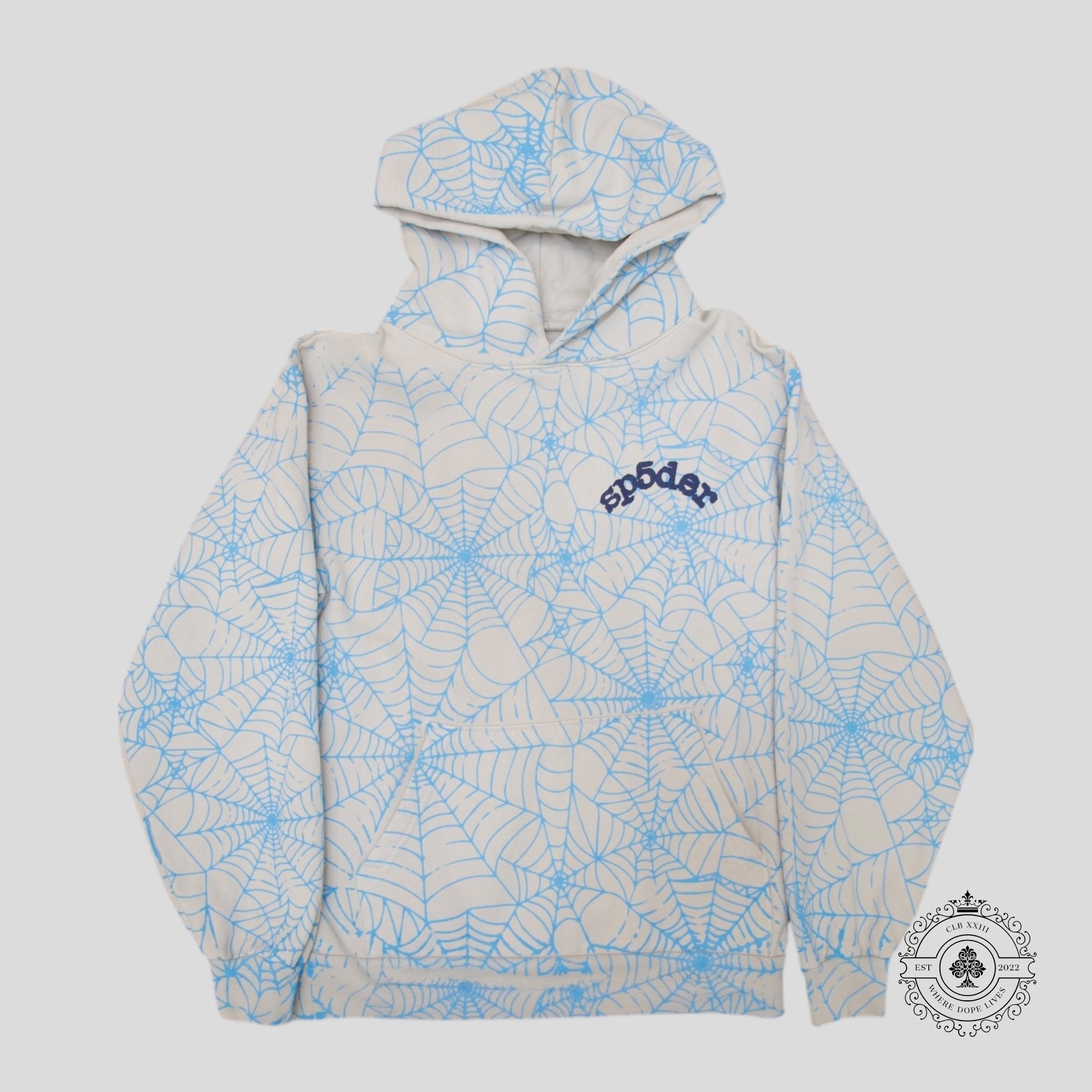 Sp5der AOP Web Hoodie in Grey - Preowned