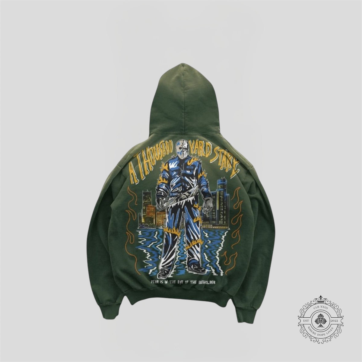 Warren Lotas Thousand Yard Stare Hoodie Faded Green