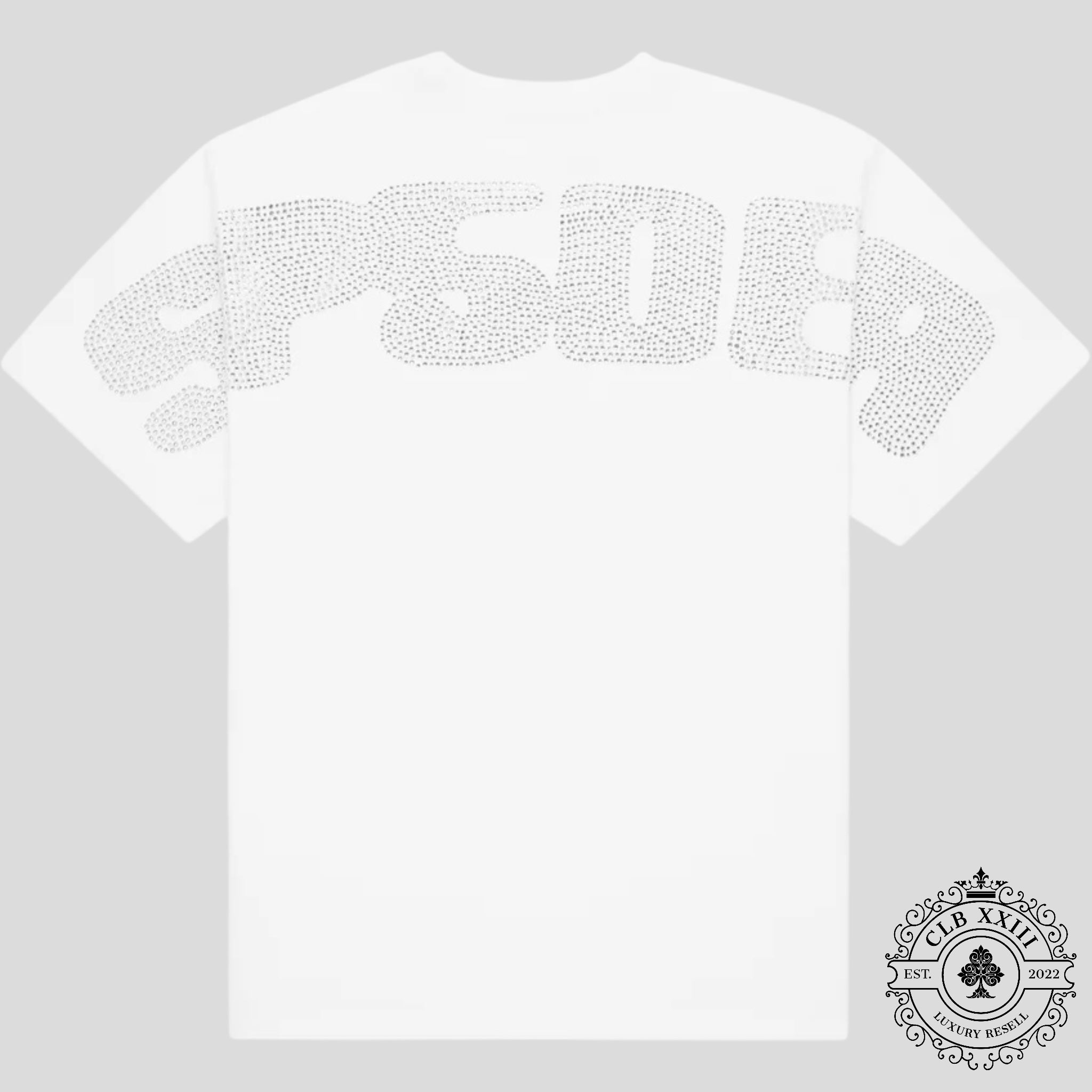 Sp5der Rhinestone Silk Tee in White