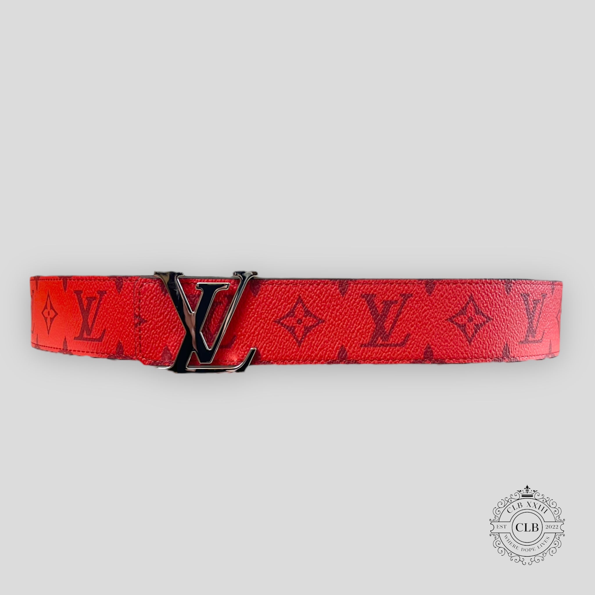 LOUIS VUITTON LV INITIALS 40MM REVERSIBLE BELT - KHAKI / RED