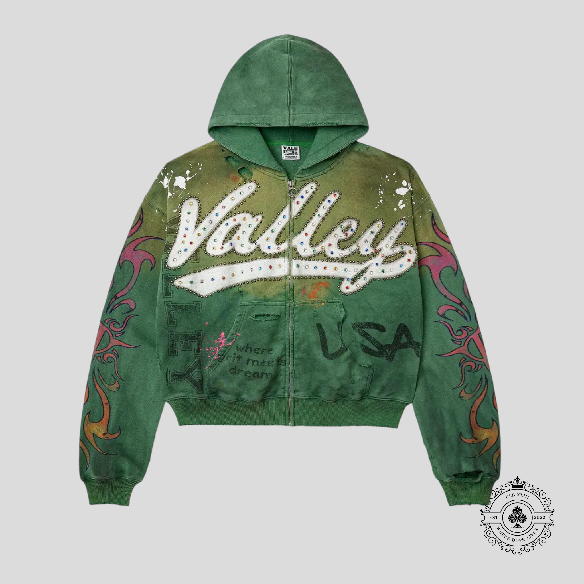 Vale Inferno Zip Up Hoodie in Green