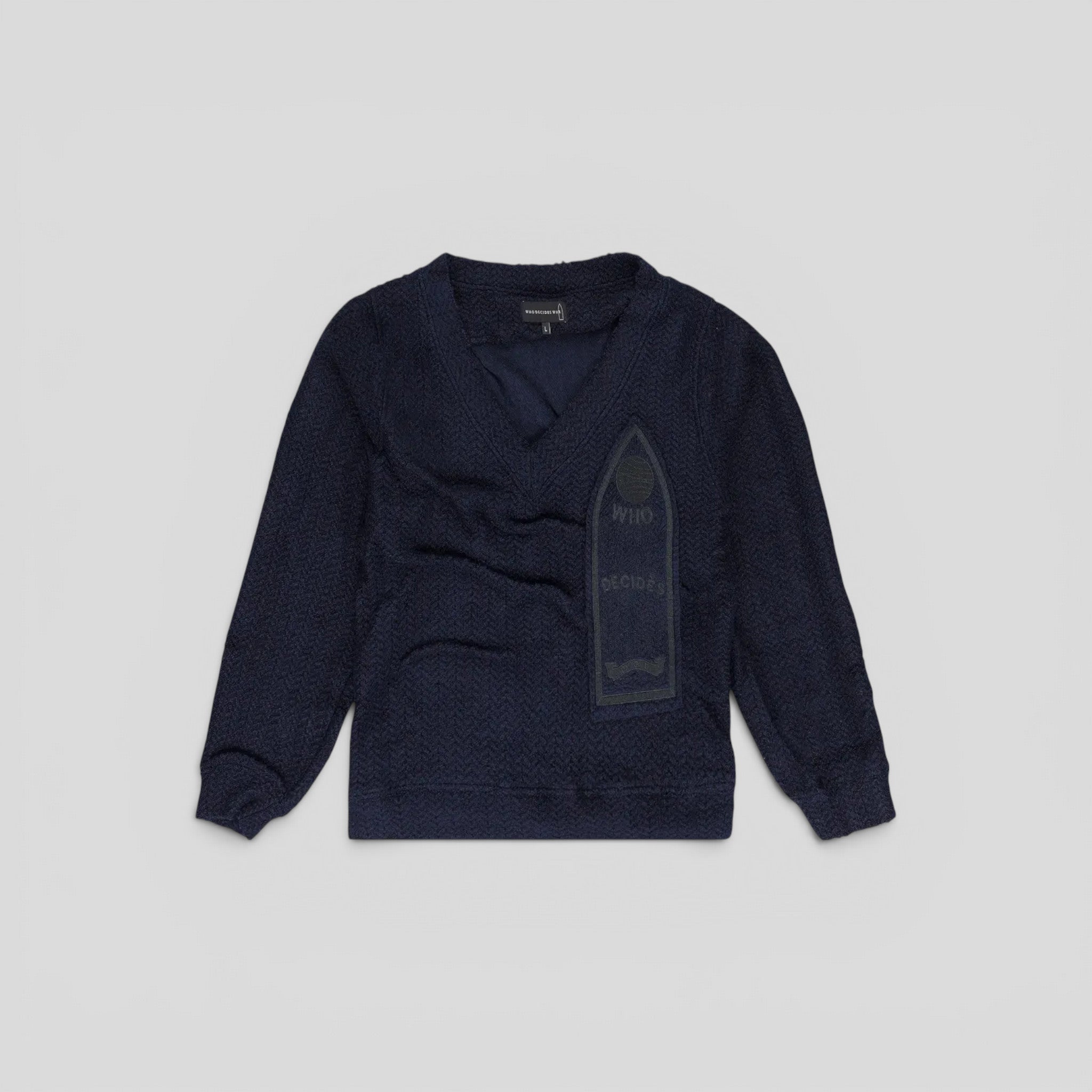 Who Decides War Gathered Sweater in Navy