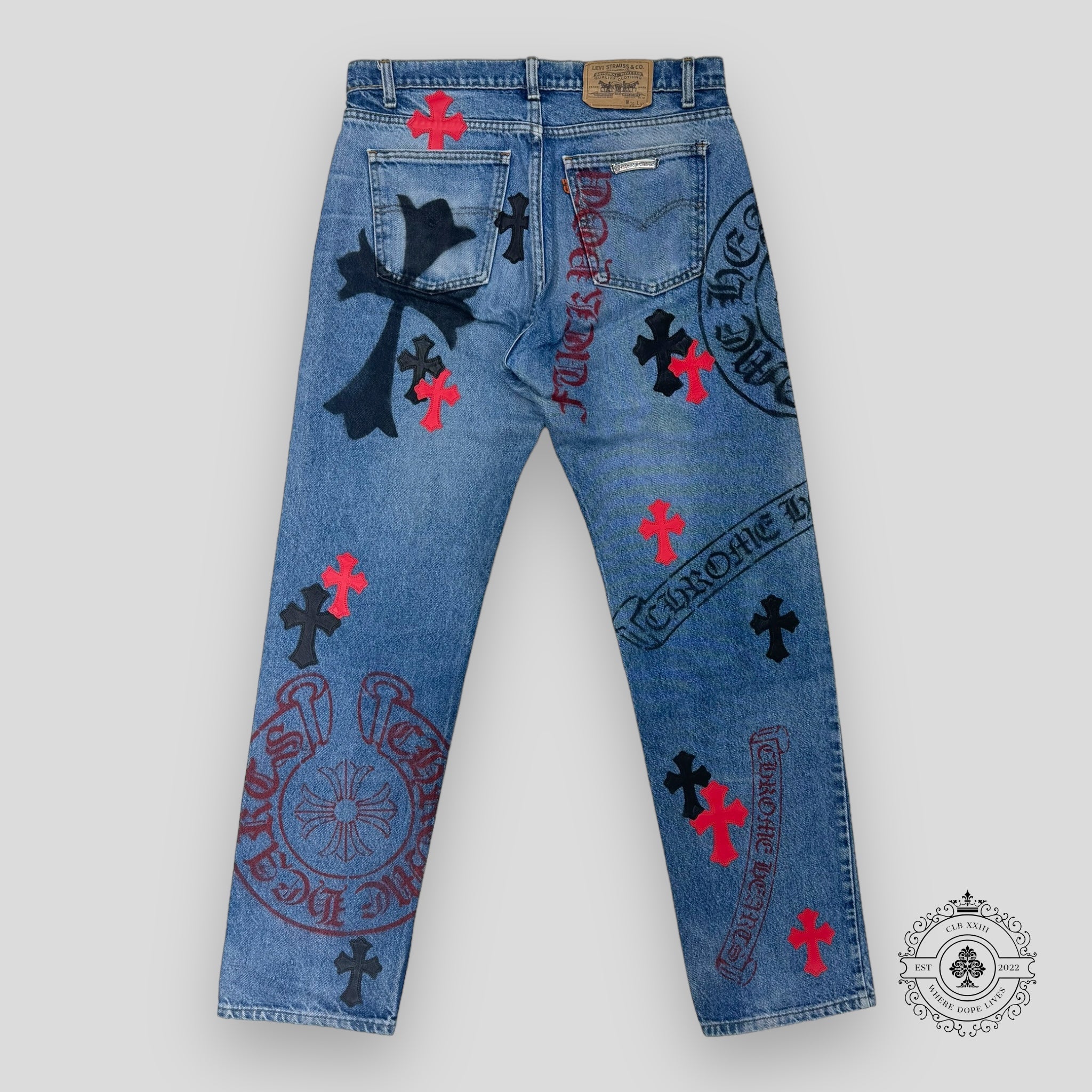 Chrome Hearts Stencil Jeans Red / Black