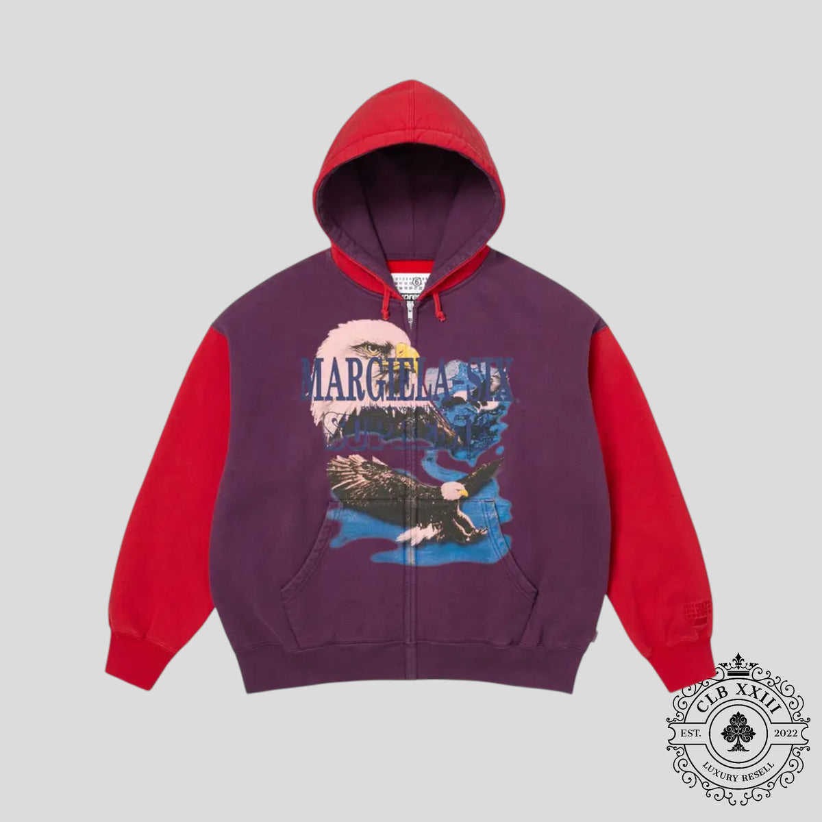 Supreme X Maison Margiela Eagle Zip Up Hoodie in Purple
