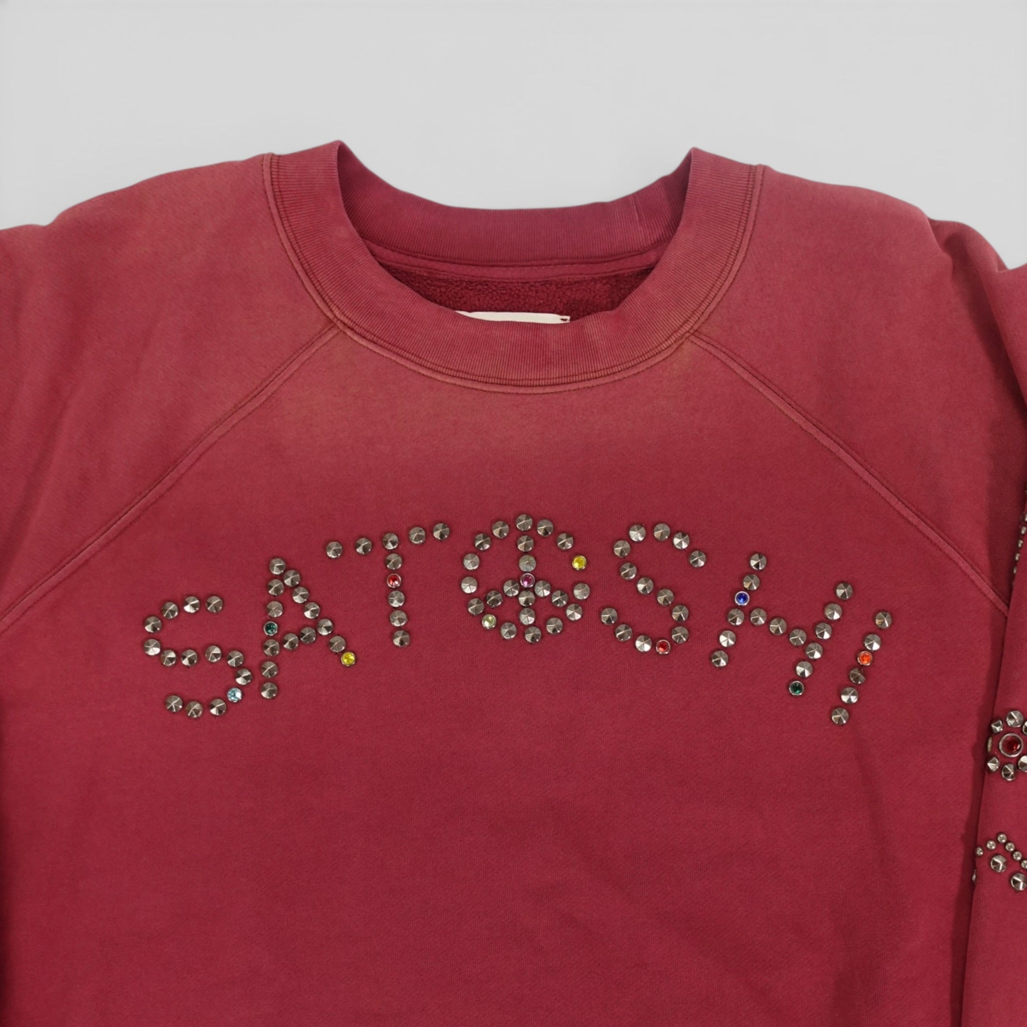 Satoshi Nakamoto Studded Crewneck in Maroon