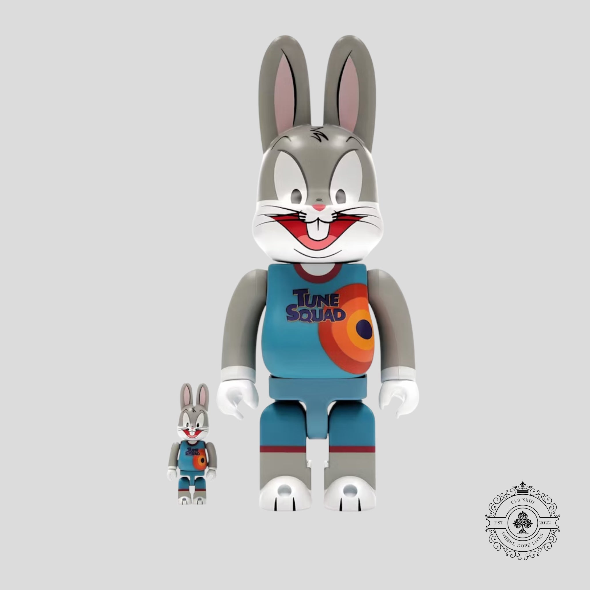 Bearbrick x Space Jam: A New Legacy Rabbrick Bugs Bunny 100% & 400% Set Grey