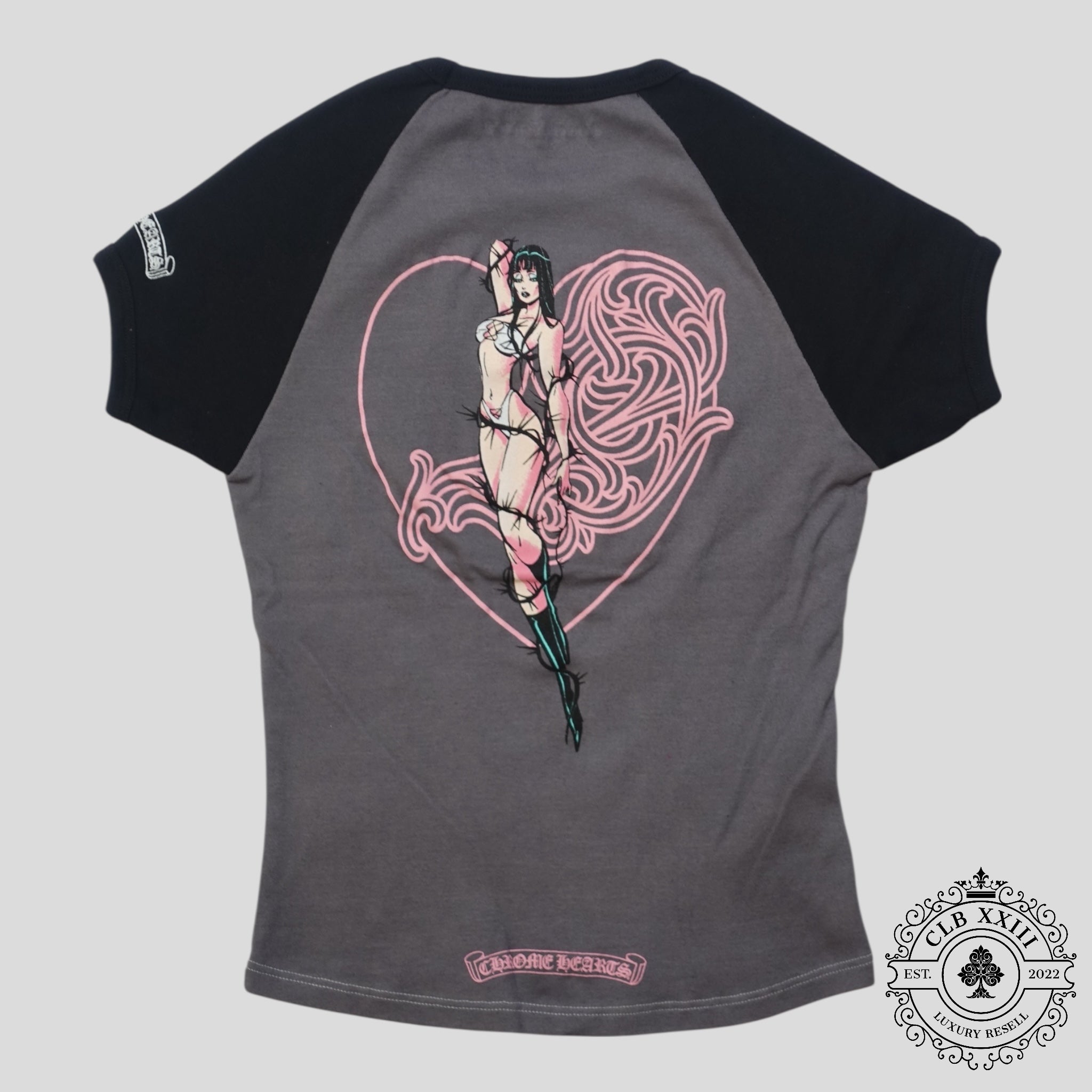 Chrome Hearts Deadly Doll Baby Tee in Grey