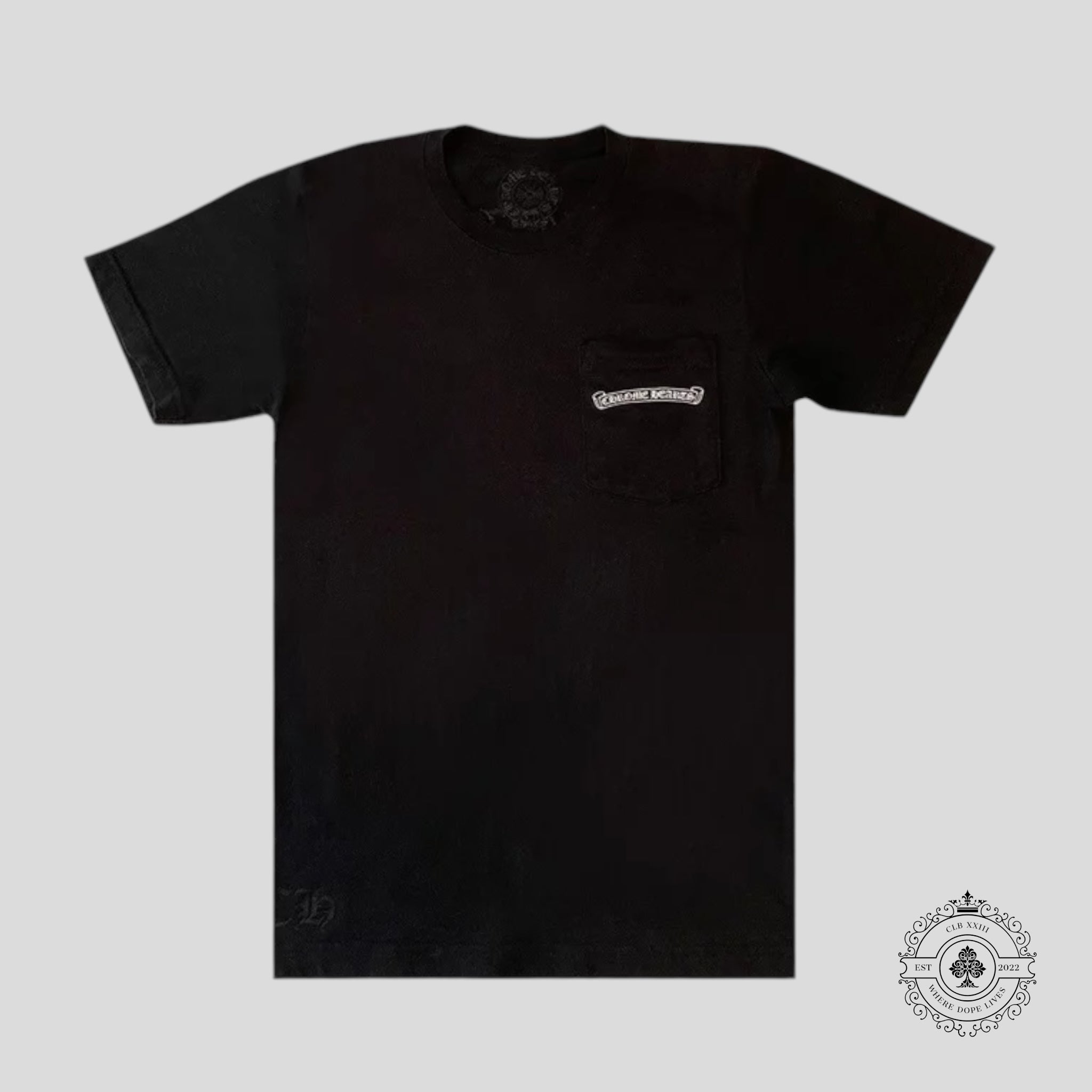 Chrome Hearts Scroll Logo Pocket Tee in Black