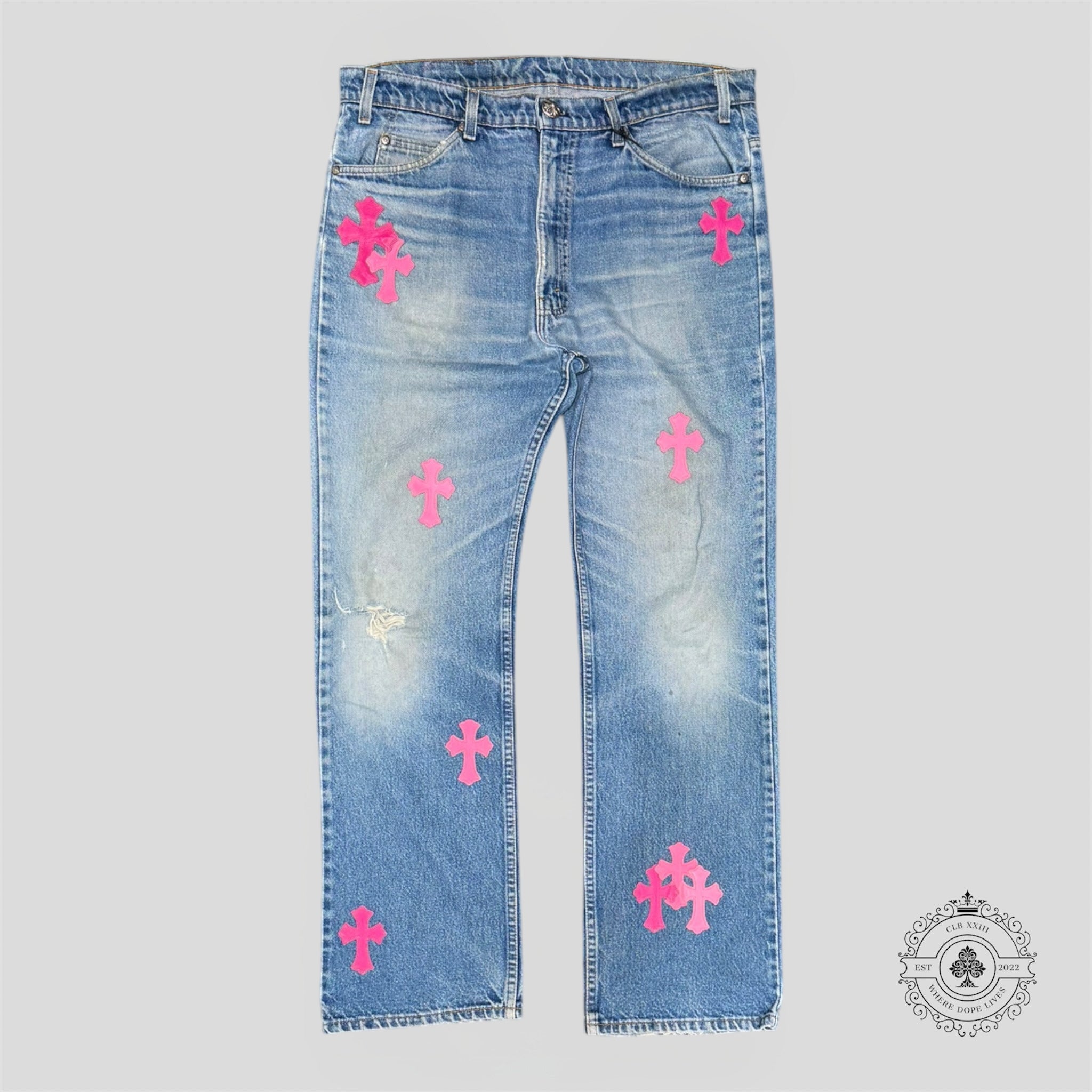 Chrome Hearts Cross Patch Jeans in Pink