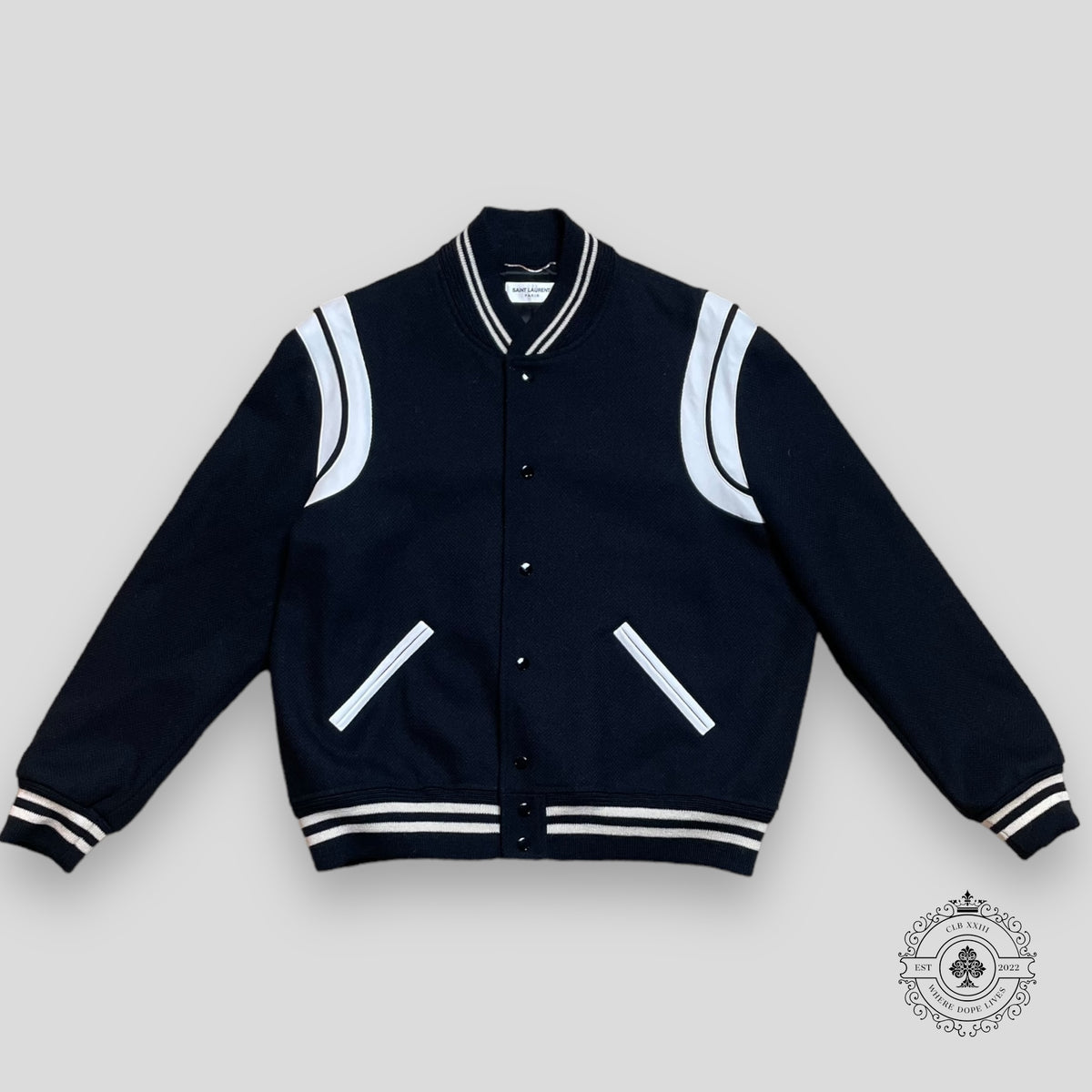 Saint Laurent Varsity Teddy Jacket in Black