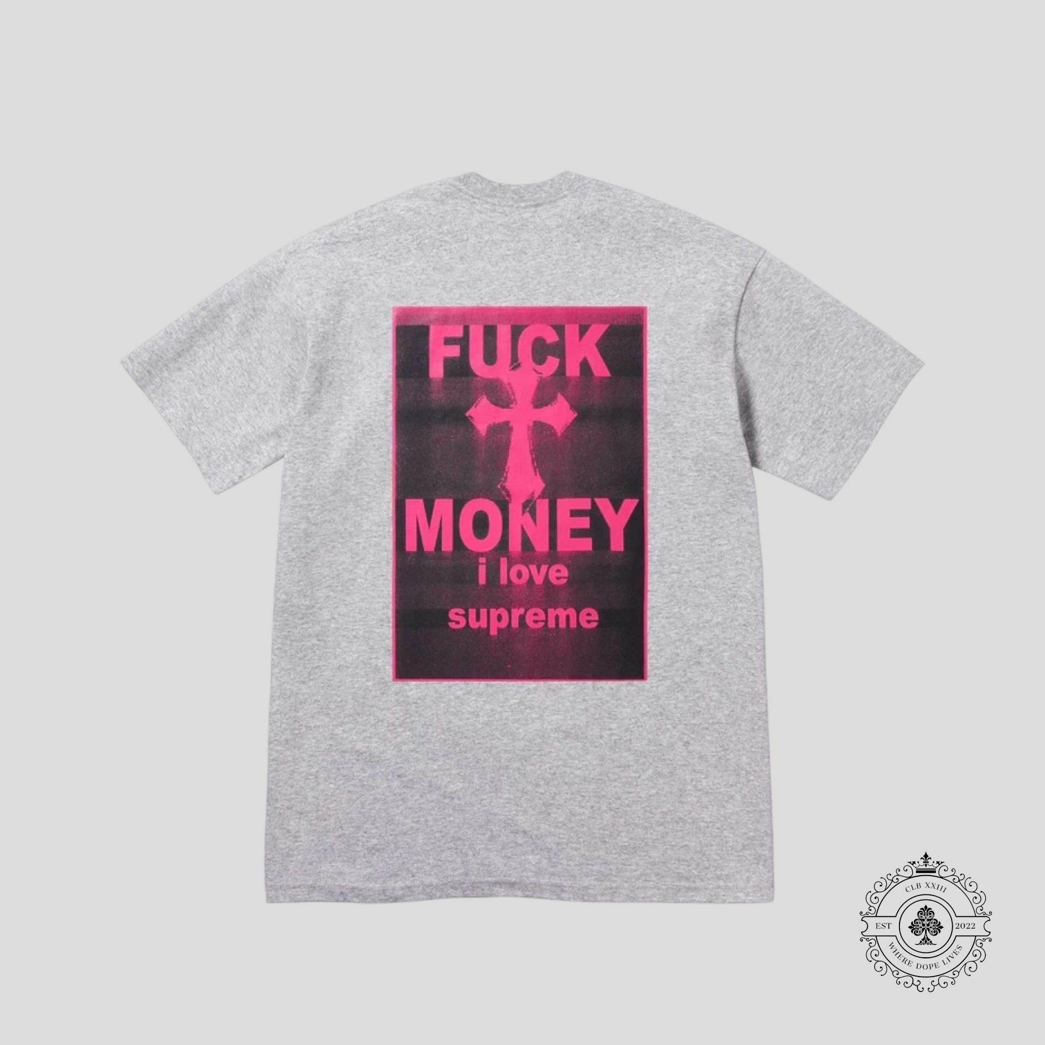 Supreme Fuck Money Tee in Heather Grey