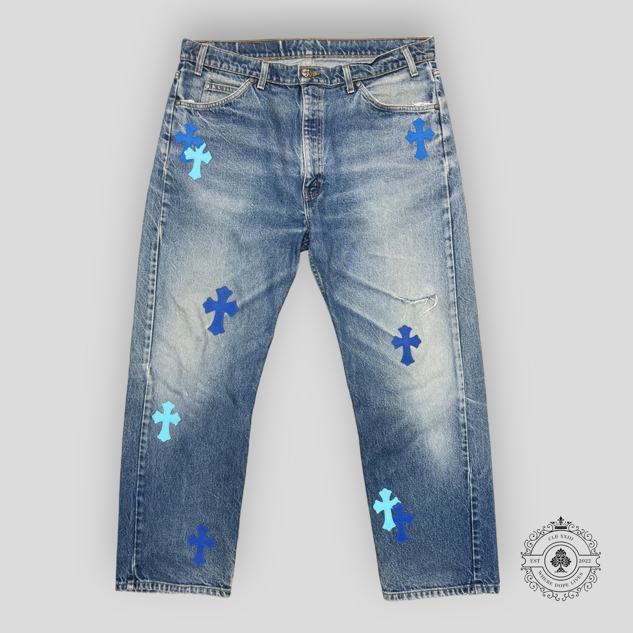Chrome Hearts Blue Cross Patch Jeans