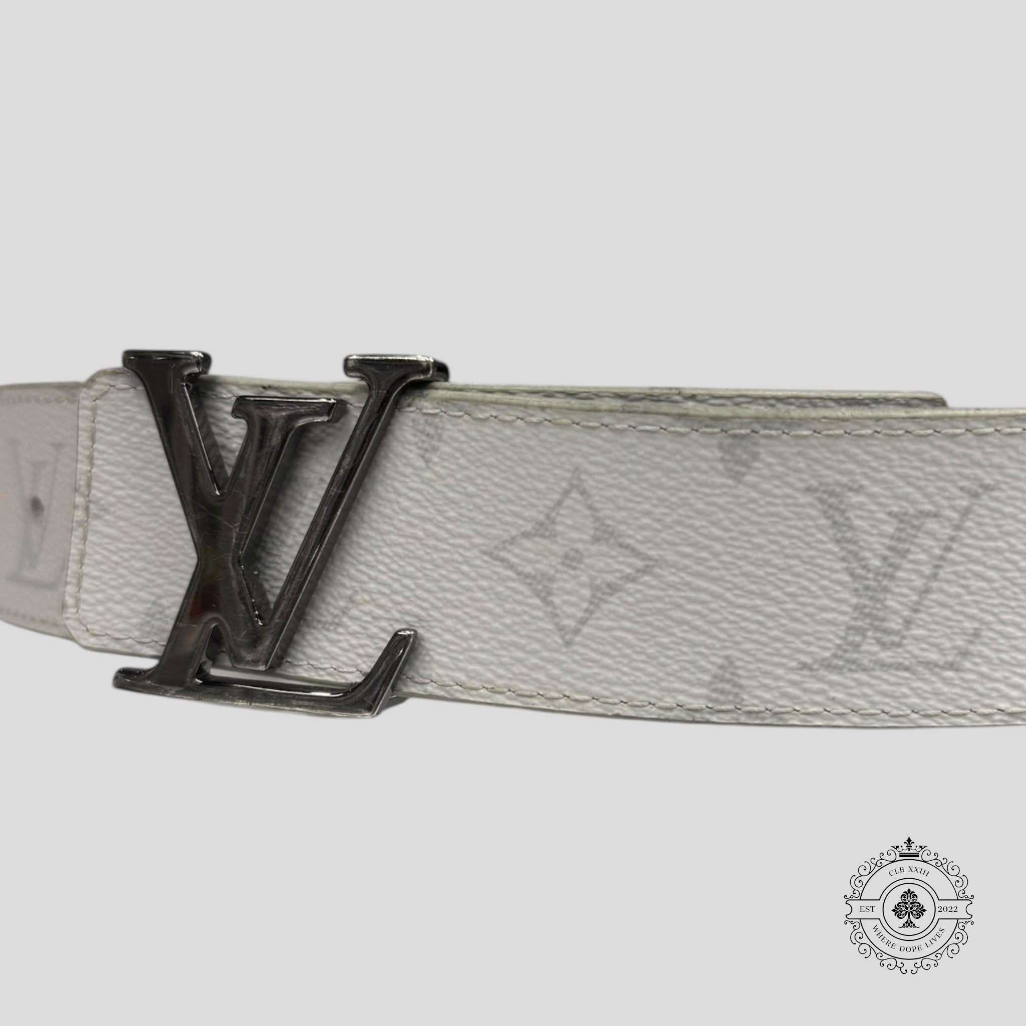 Louis Vuitton Monogram Eclipse Taigarama Belt in White