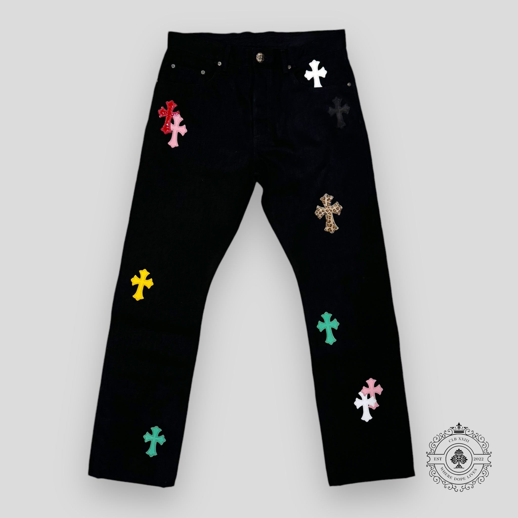 Chrome Hearts Cross Patch Raw Denim Jeans