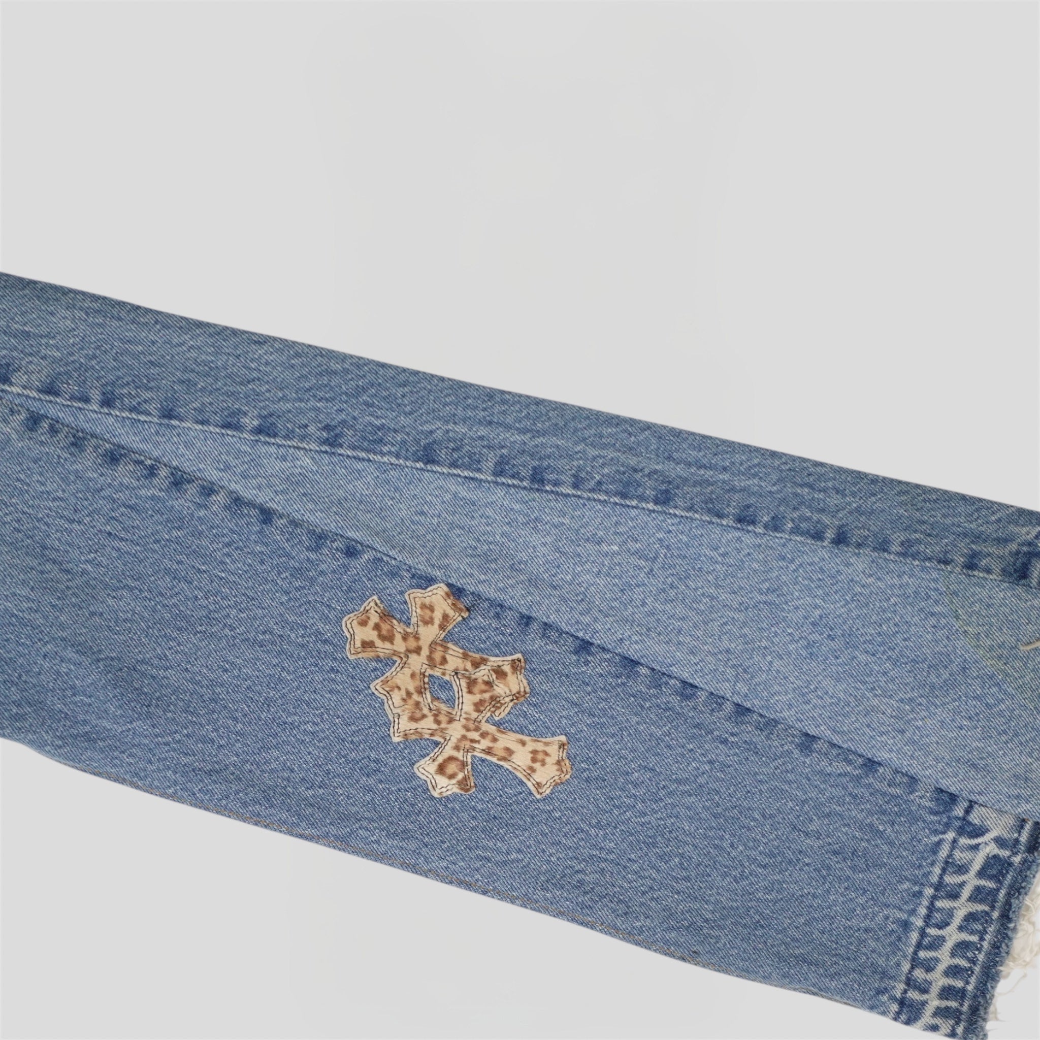 Chrome Hearts X Gallery Dept. Leopard Cross Patch Jeans