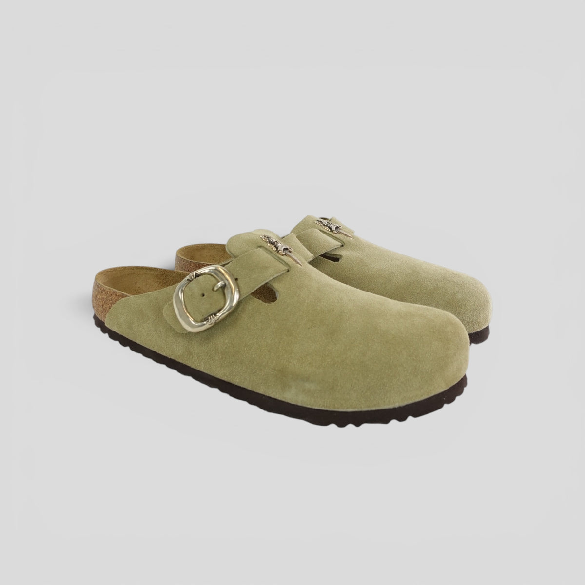 Chrome Hearts Birkenstock Mules in Taupe