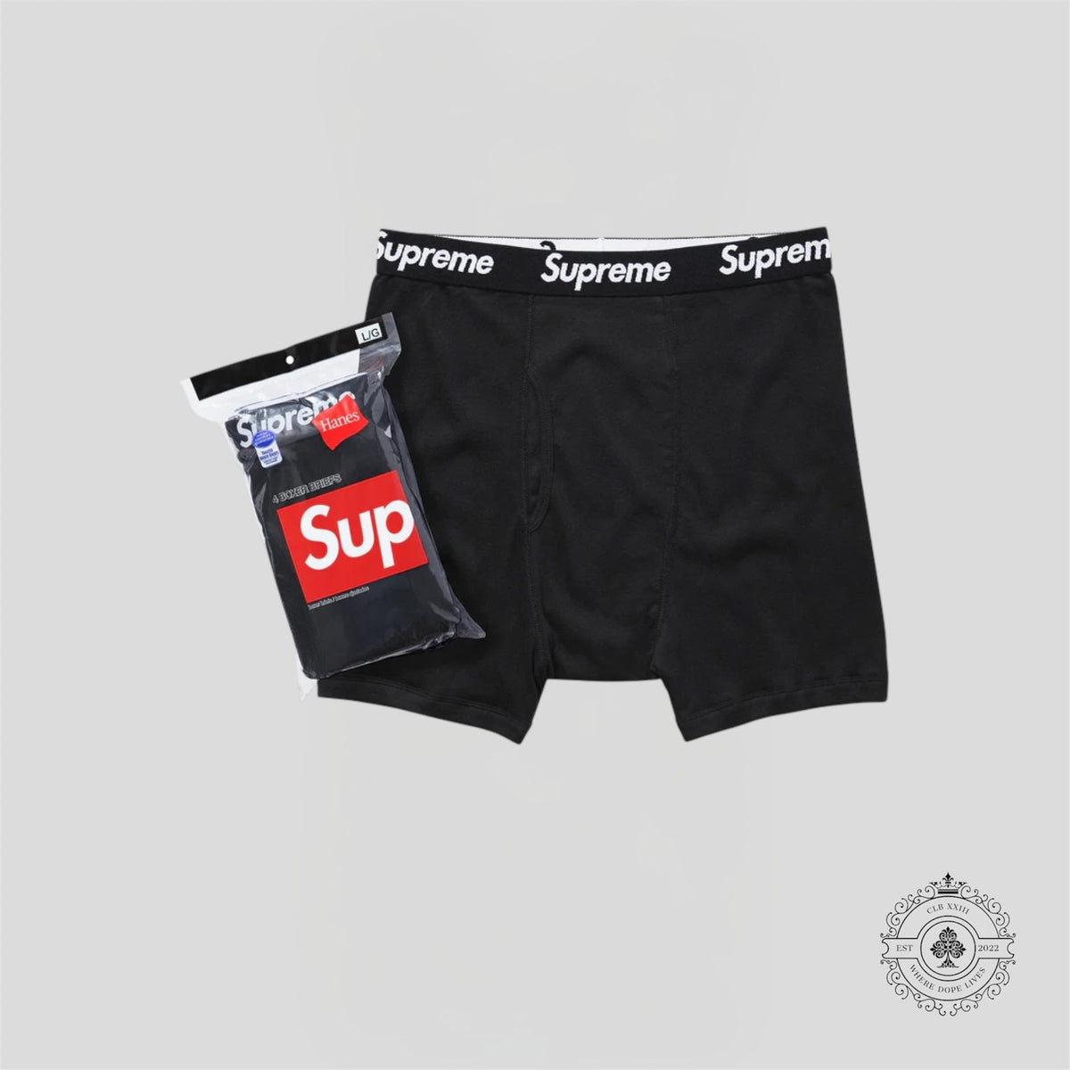 Supreme Hanes Boxer Briefs in Black - 1 Pair