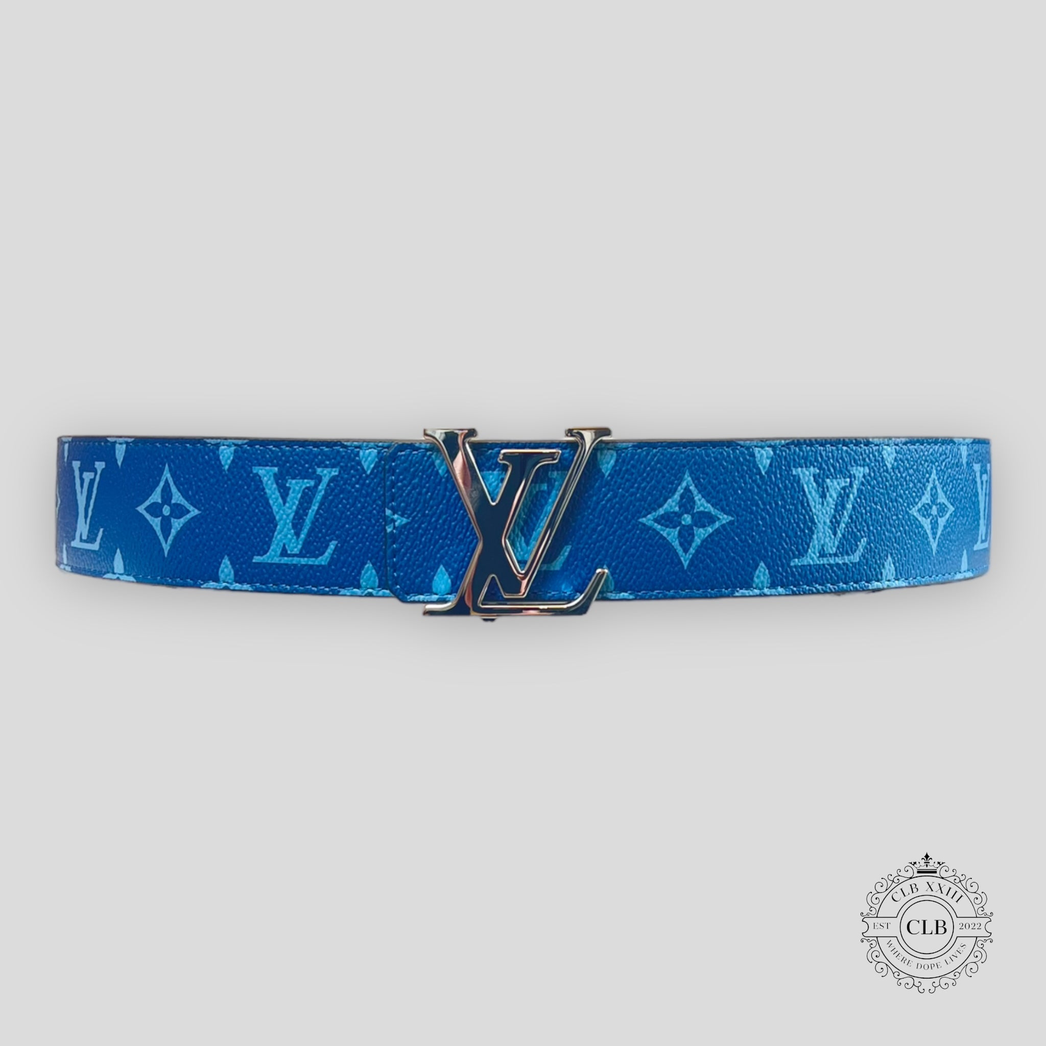 LOUIS VUITTON LV INITIALS 40MM REVERSIBLE BELT - BLUE / BROWN