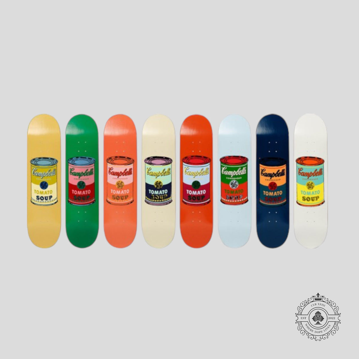 Andy Warhol Colored Campbell's Soup Skate Deck