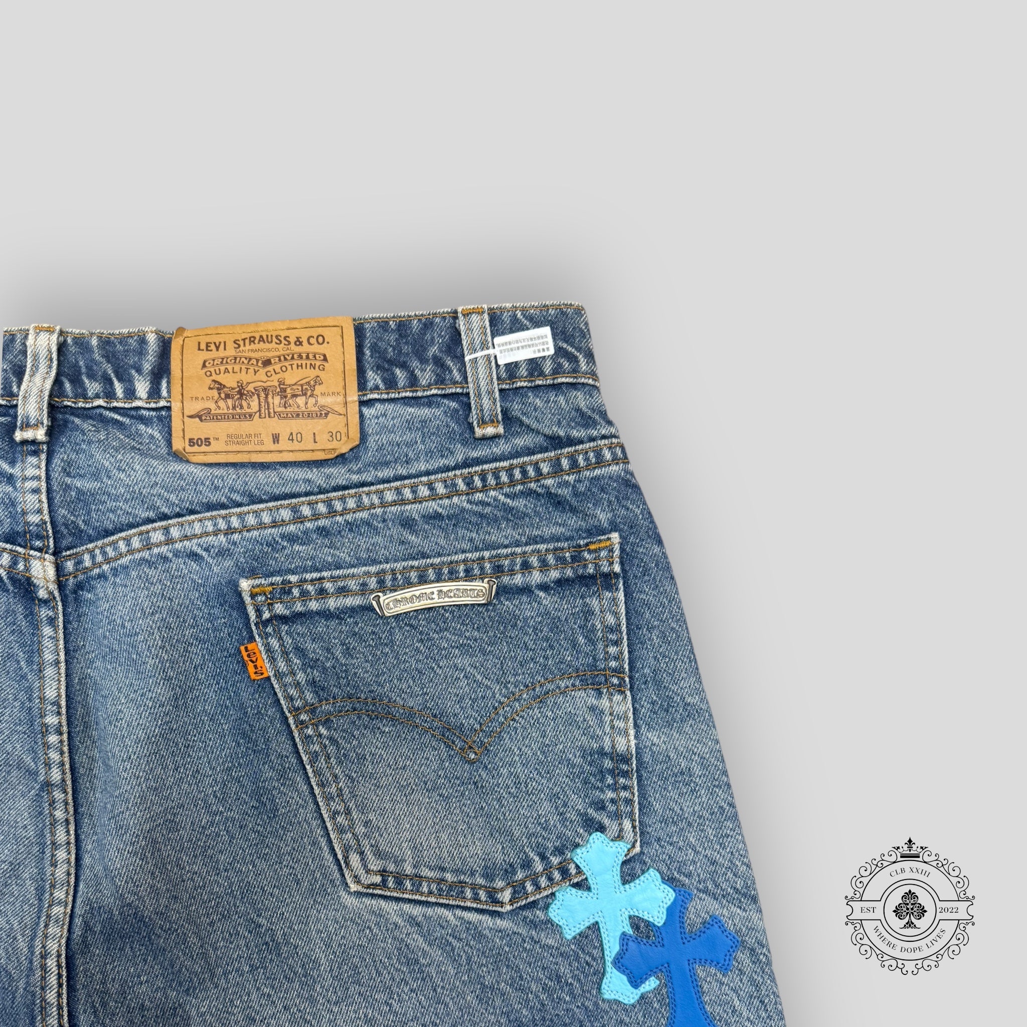 Chrome Hearts Blue Cross Patch Jeans