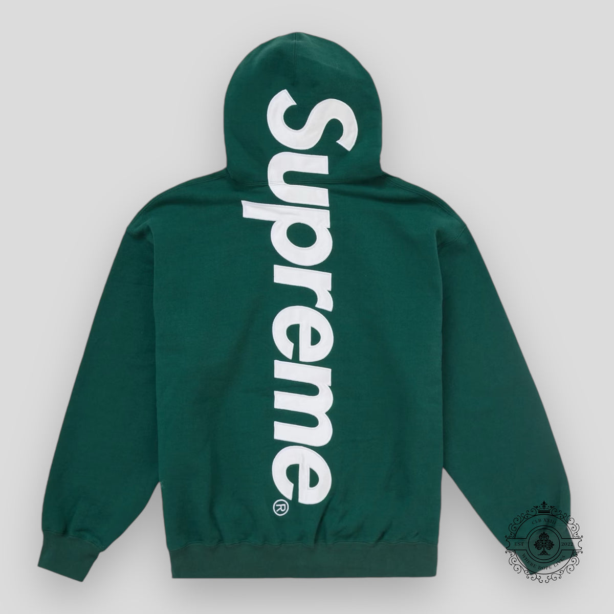 Supreme Satin Applique Hooded Sweatshirt Dark Green