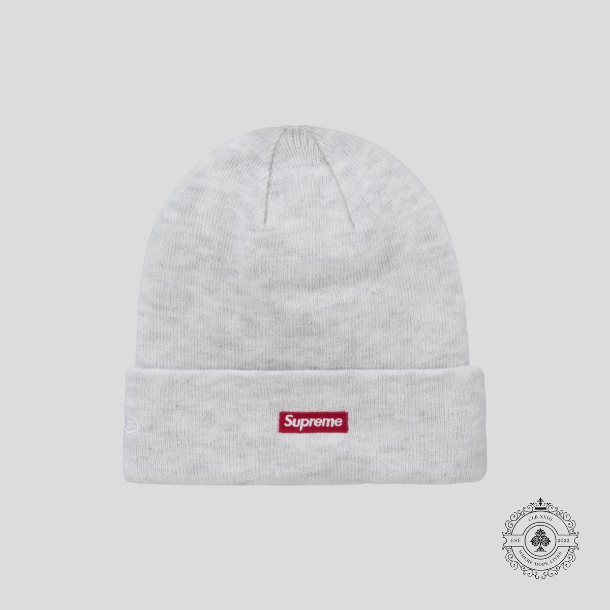 Supreme New Era S Logo Beanie in Heather Grey