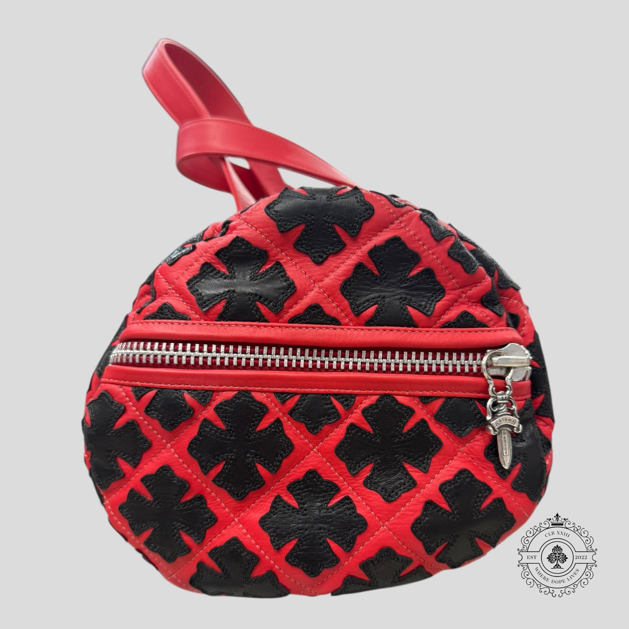 Chrome Heart Plus Pattern Mini Duffle in Red