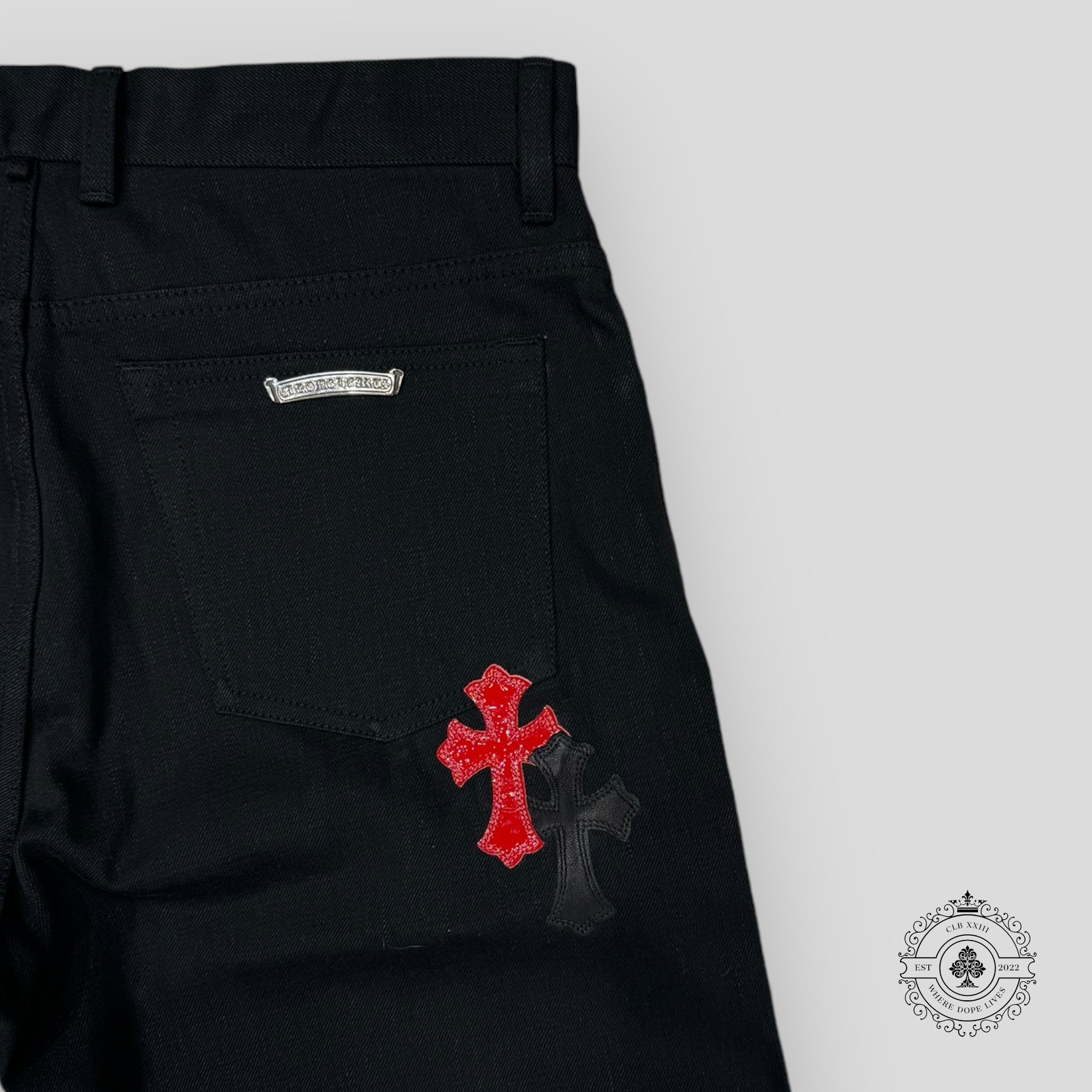 Chrome Hearts Cross Patch Raw Denim Jeans