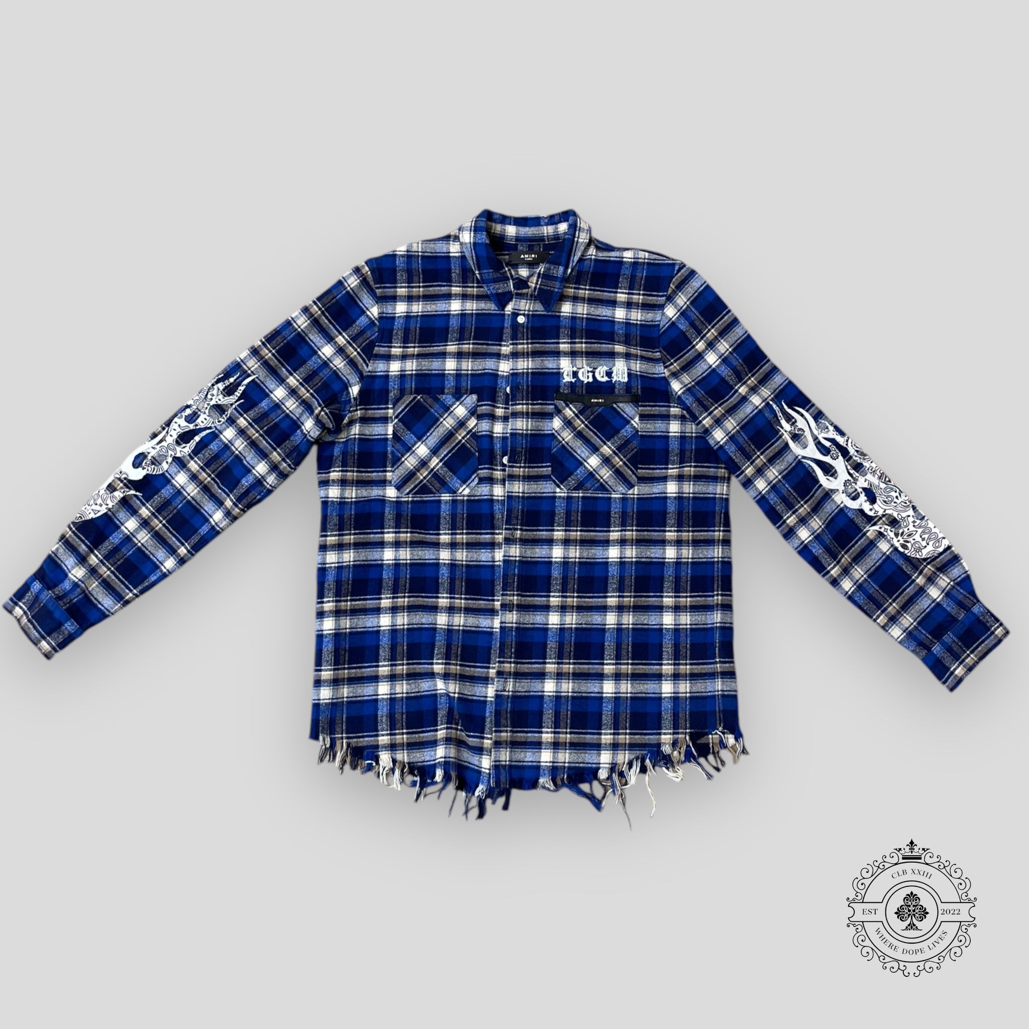 Amiri X TGCW Blue Flame Flannel Shirt