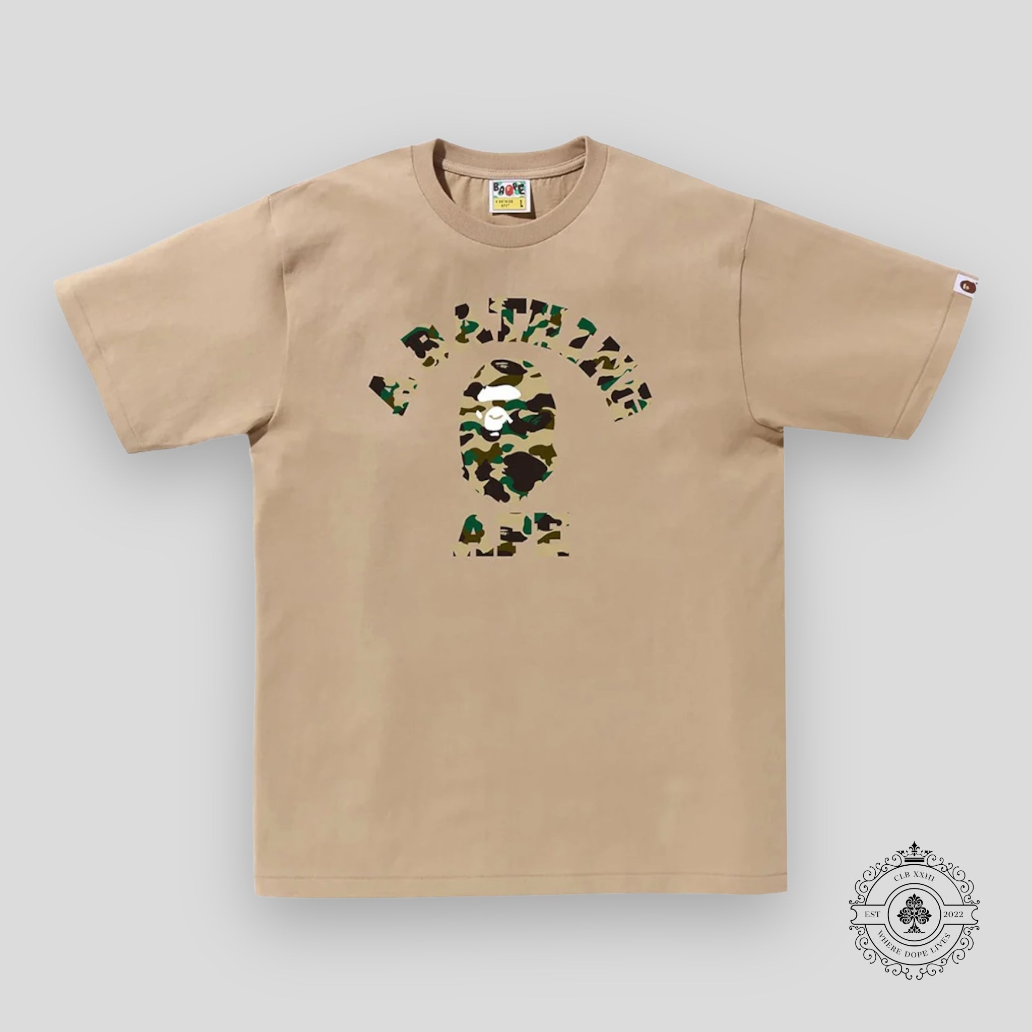 Bape 1st Camo College Tee in Beige / Yellow