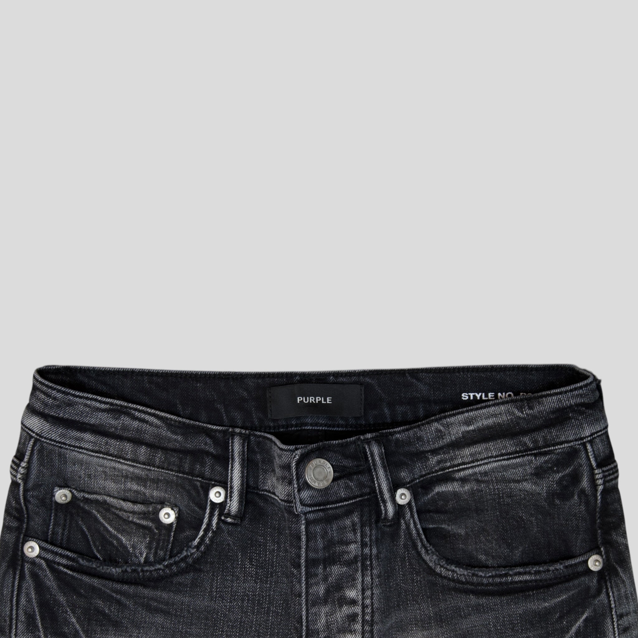 Purple Brand P001 Flannel Patch Skinny Jeans in Aged Black