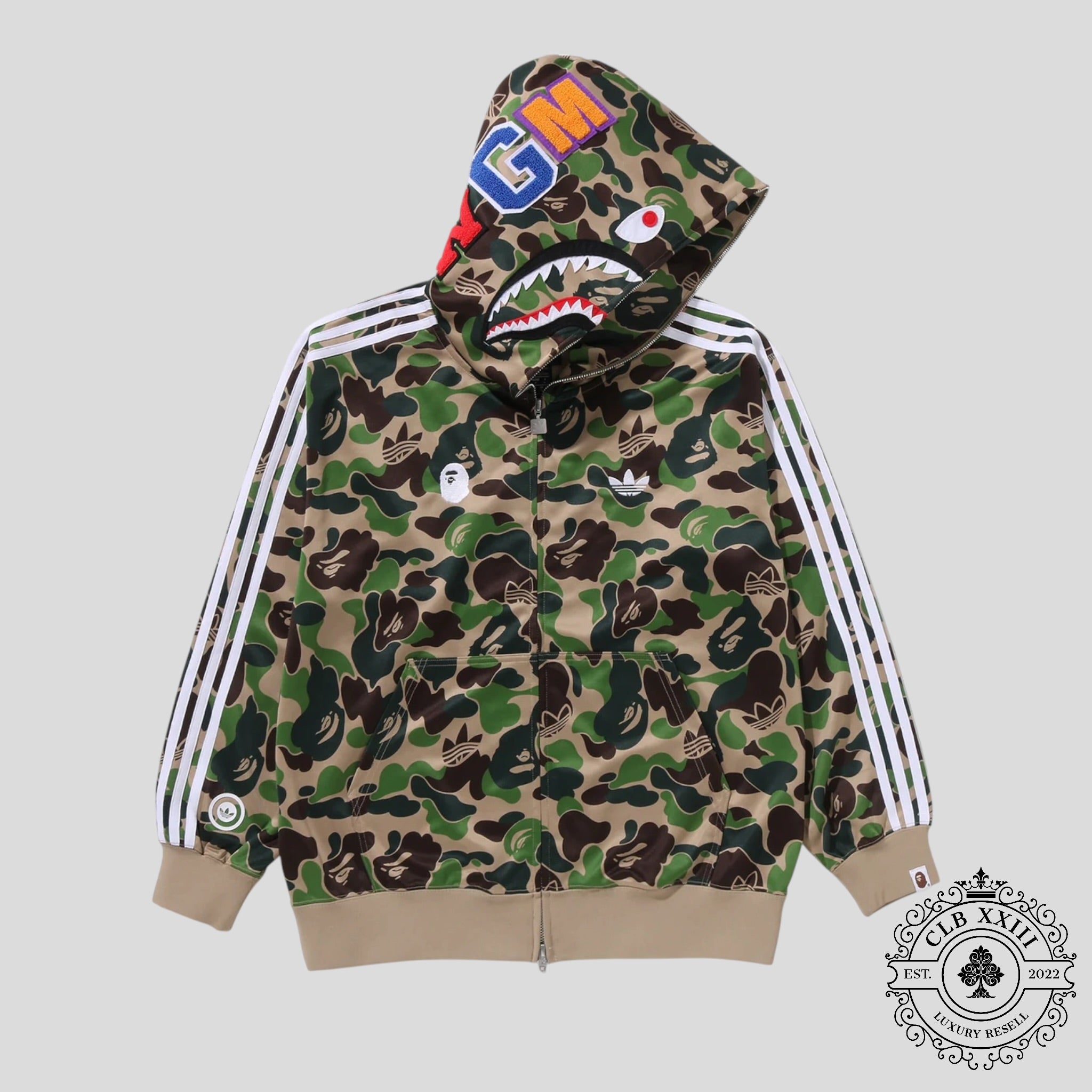 Adidas x BAPE Relaxed Fit Track Camo Shark Full Zip Hoodie