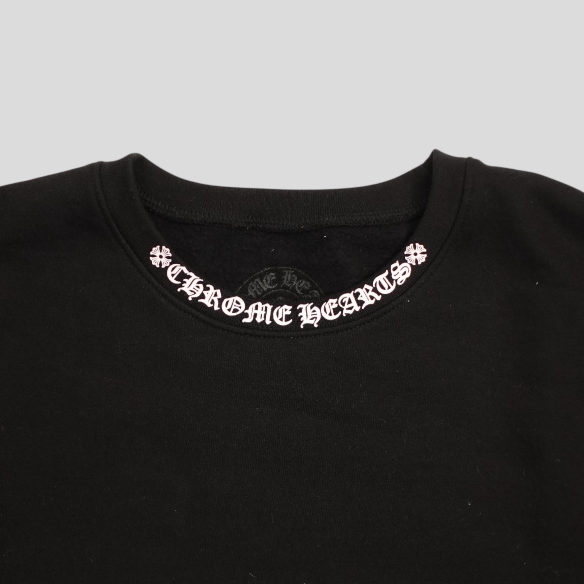 CHROME HEARTS NECK LOGO CREWNECK SWEATSHIRT - BLACK