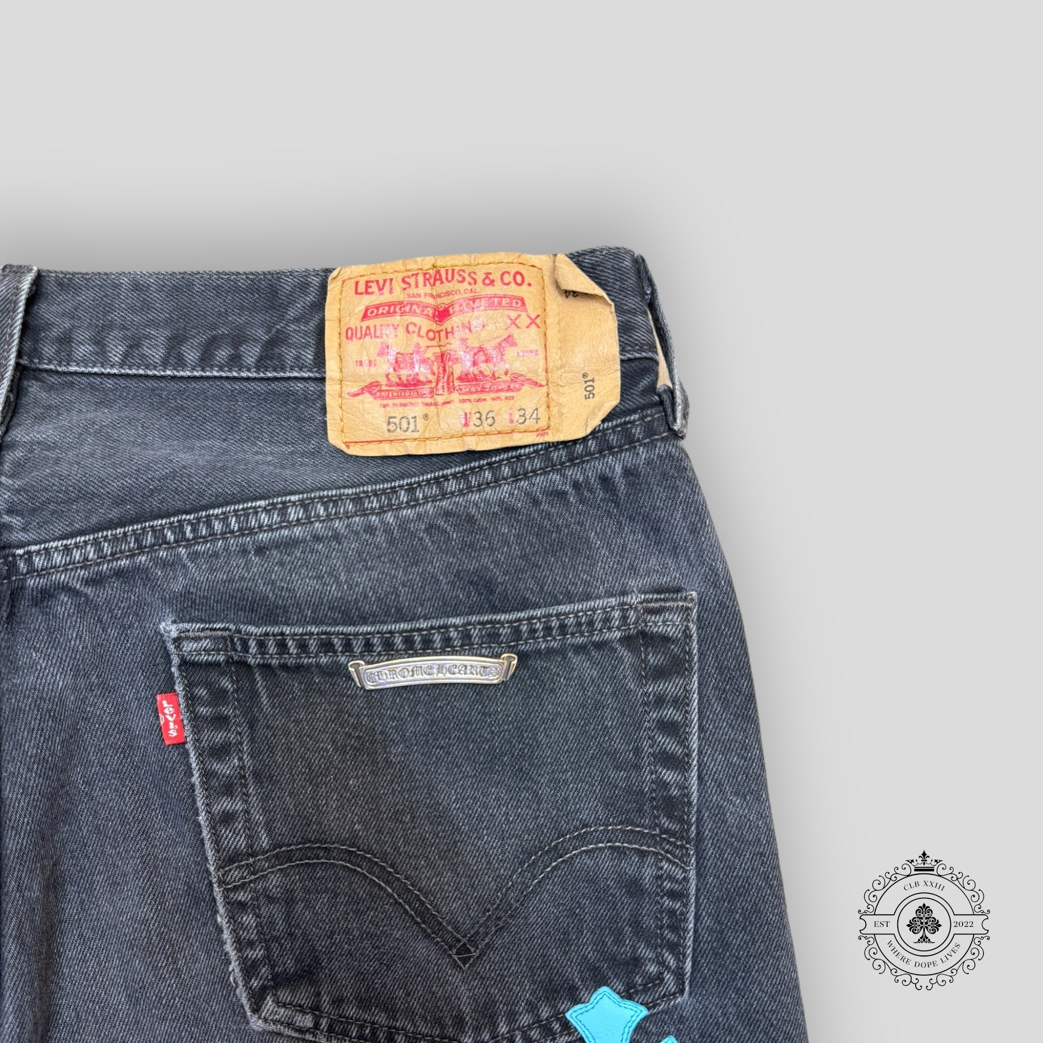 Chrome Hearts Blue Cross Patch Jeans