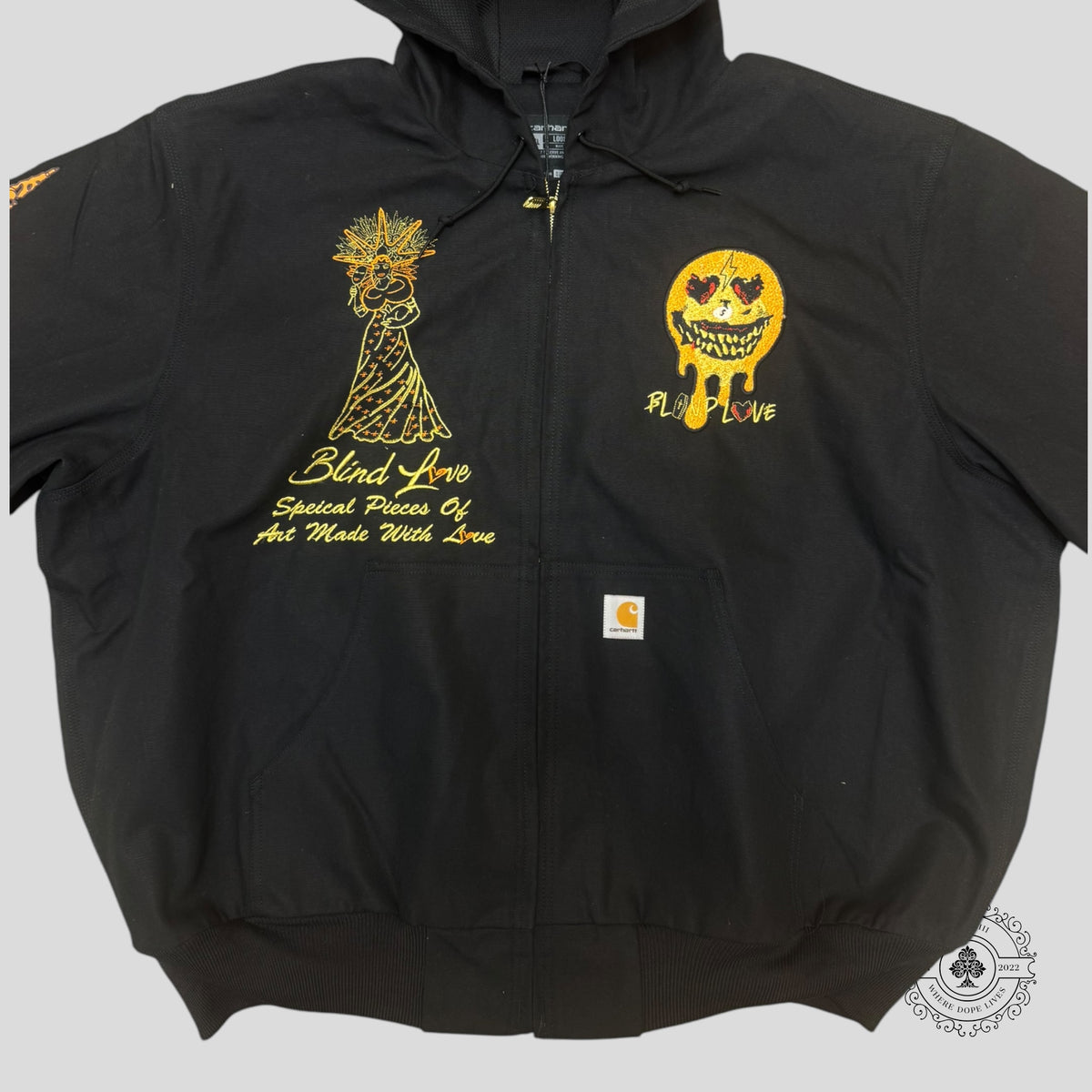 Blind Love Patchwork Carhartt Jacket in Black / Orange