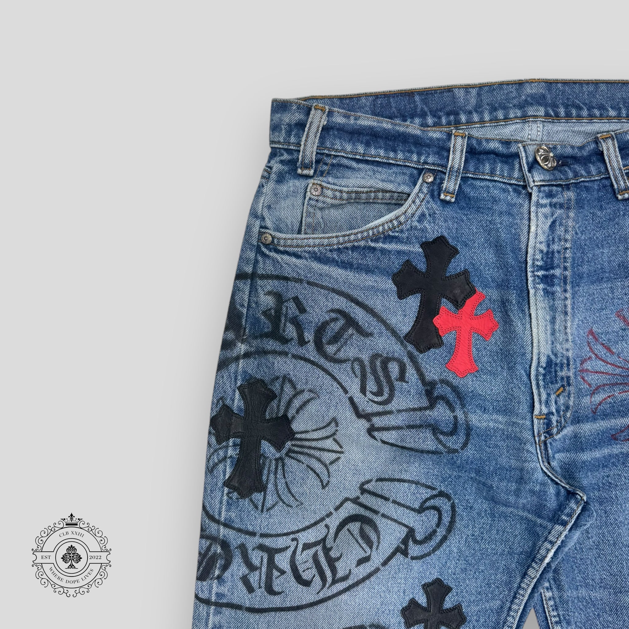 Chrome Hearts Stencil Jeans Red / Black