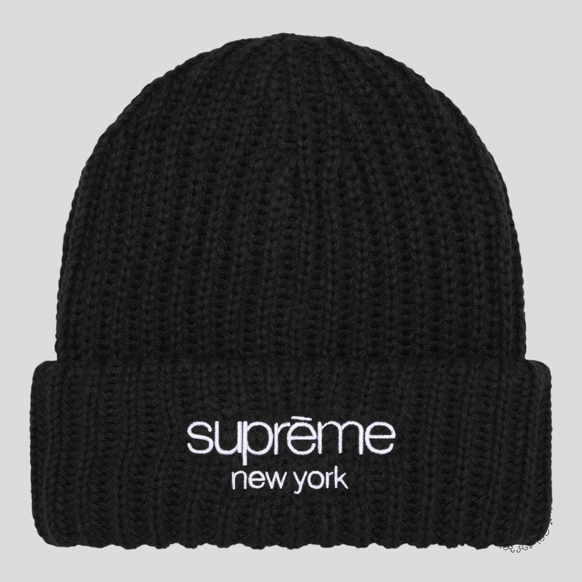 Supreme Classic Logo Chunky Ribbed Beanie in Black FW26