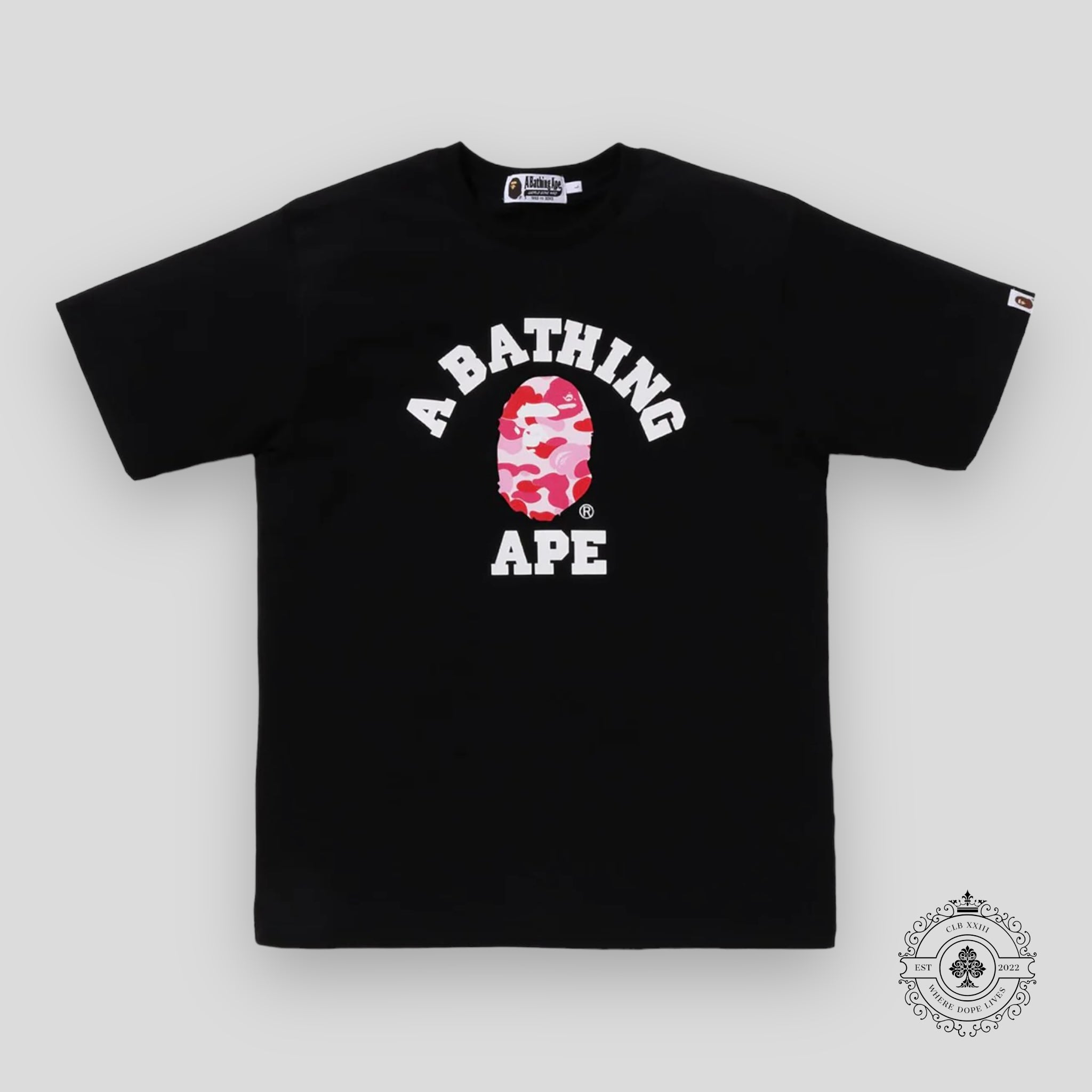 Bape ABC Camo College Tee in Black / Pink