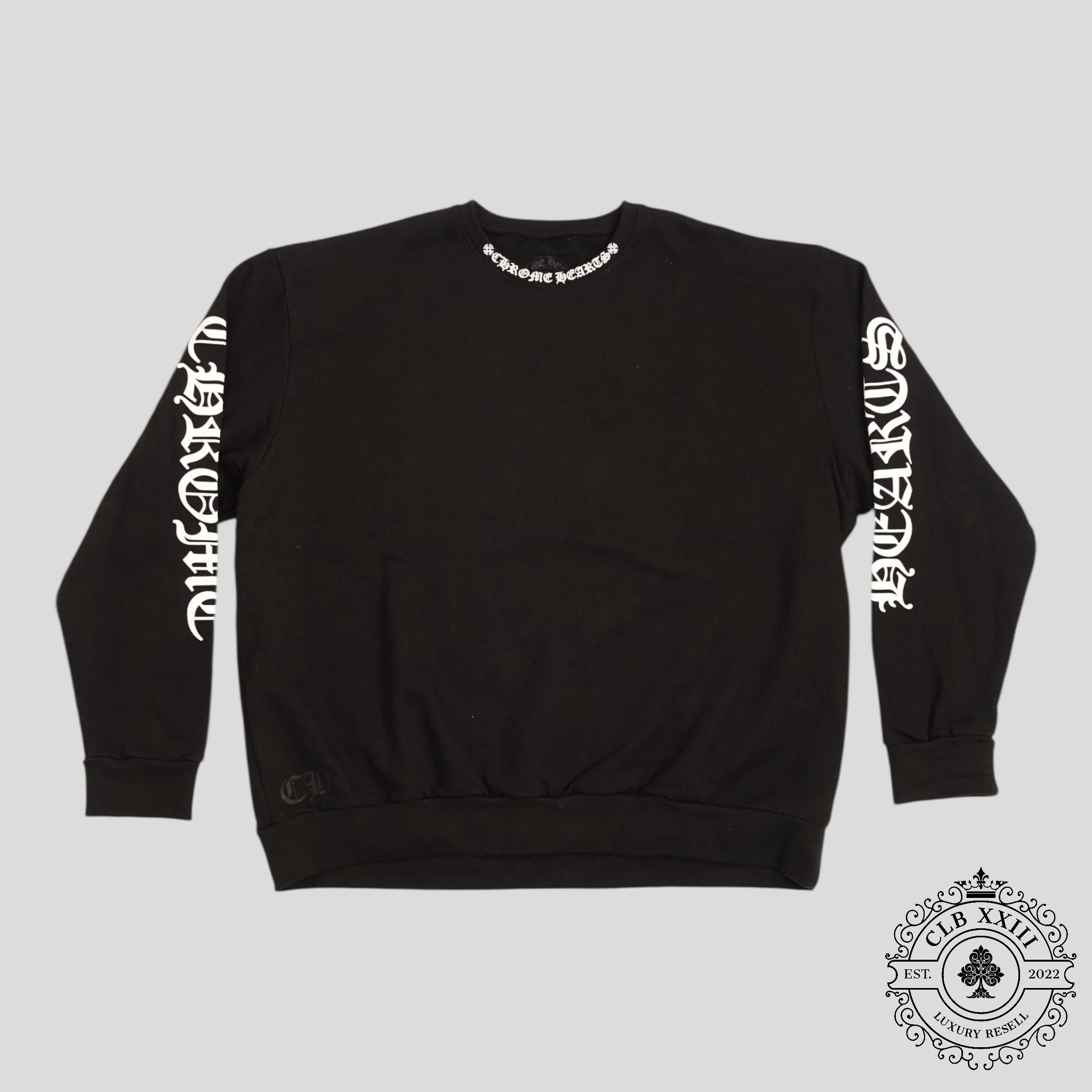 CHROME HEARTS NECK LOGO CREWNECK SWEATSHIRT - BLACK
