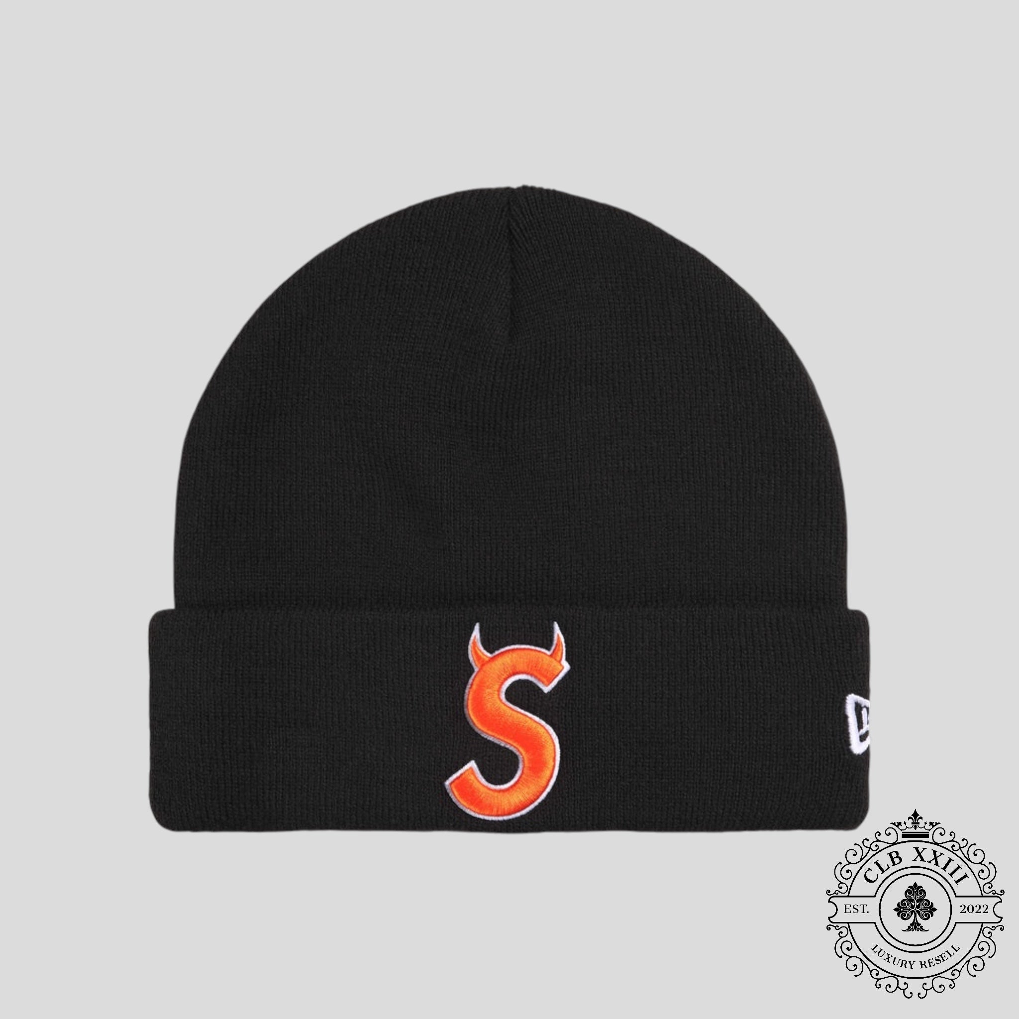 Supreme New Era Devil S Logo Beanie in Black and Orange