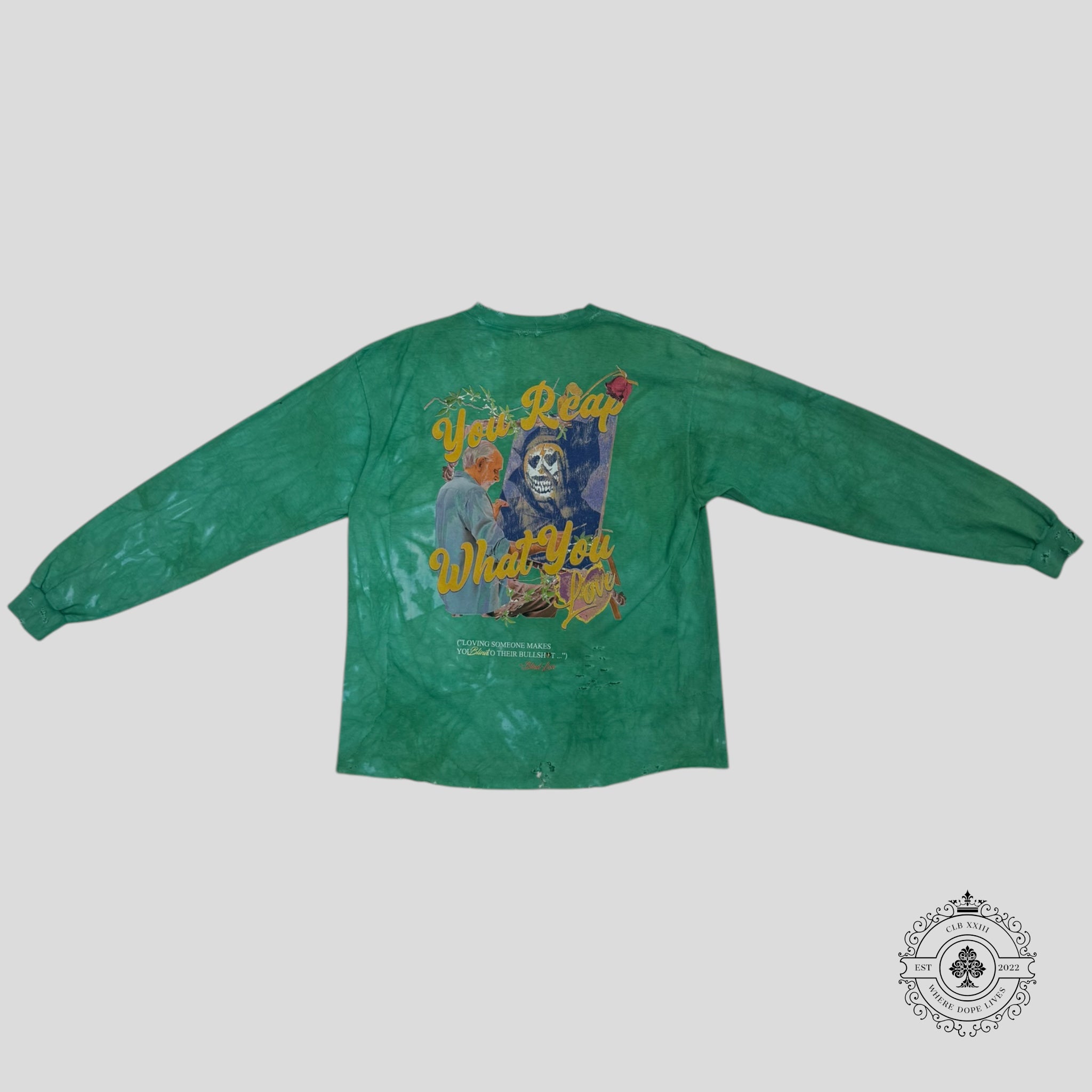 Blind Love Reap What You Love Long Sleeve T-Shirt in Green
