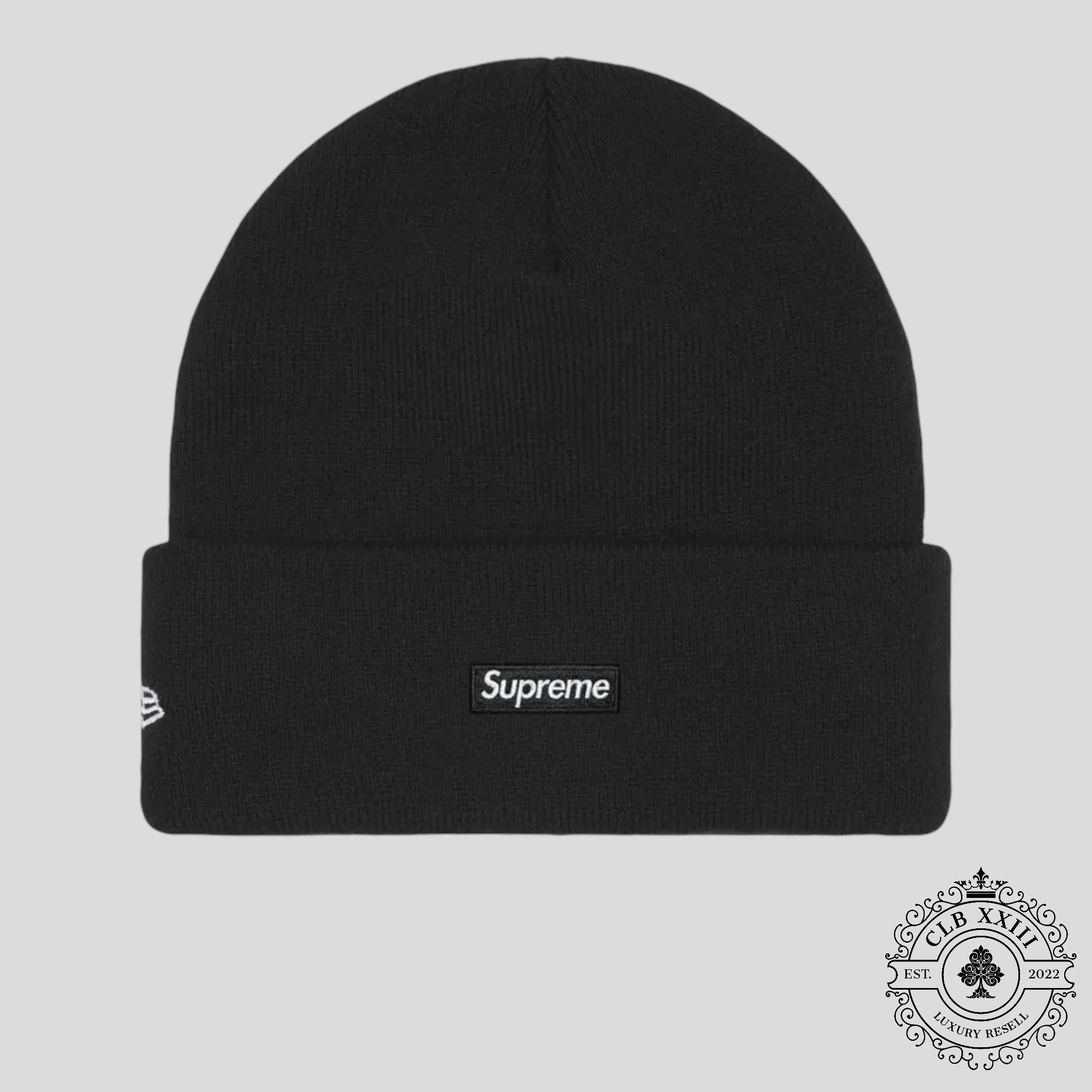 Supreme New Era Old English Beanie in Black