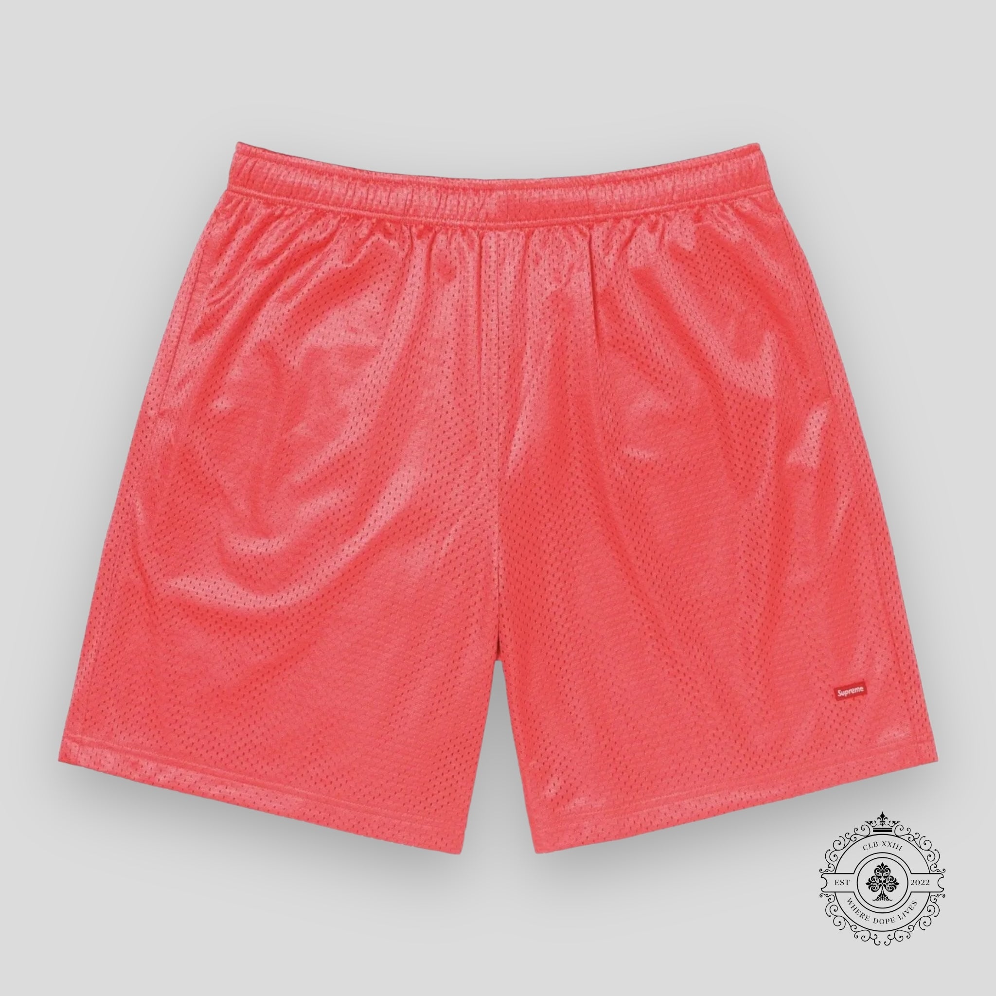 Supreme Small Box Logo Baggy Mesh Shorts in Coral