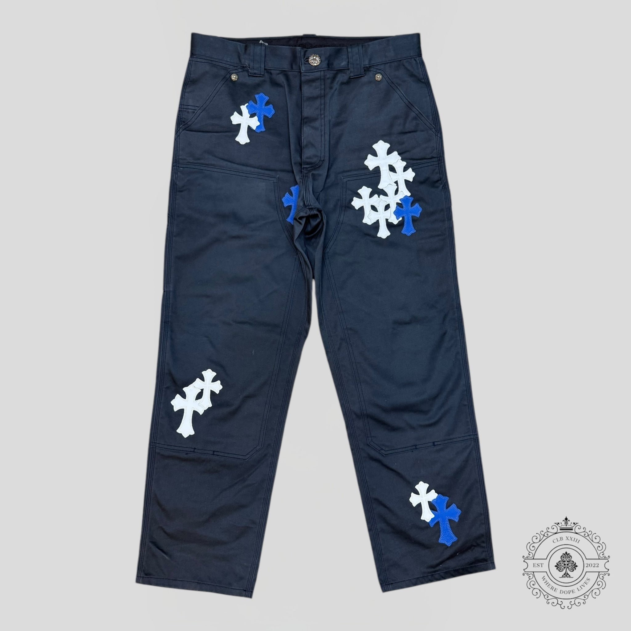 Chrome Hearts Cross Patch Carpenter Pants in Navy