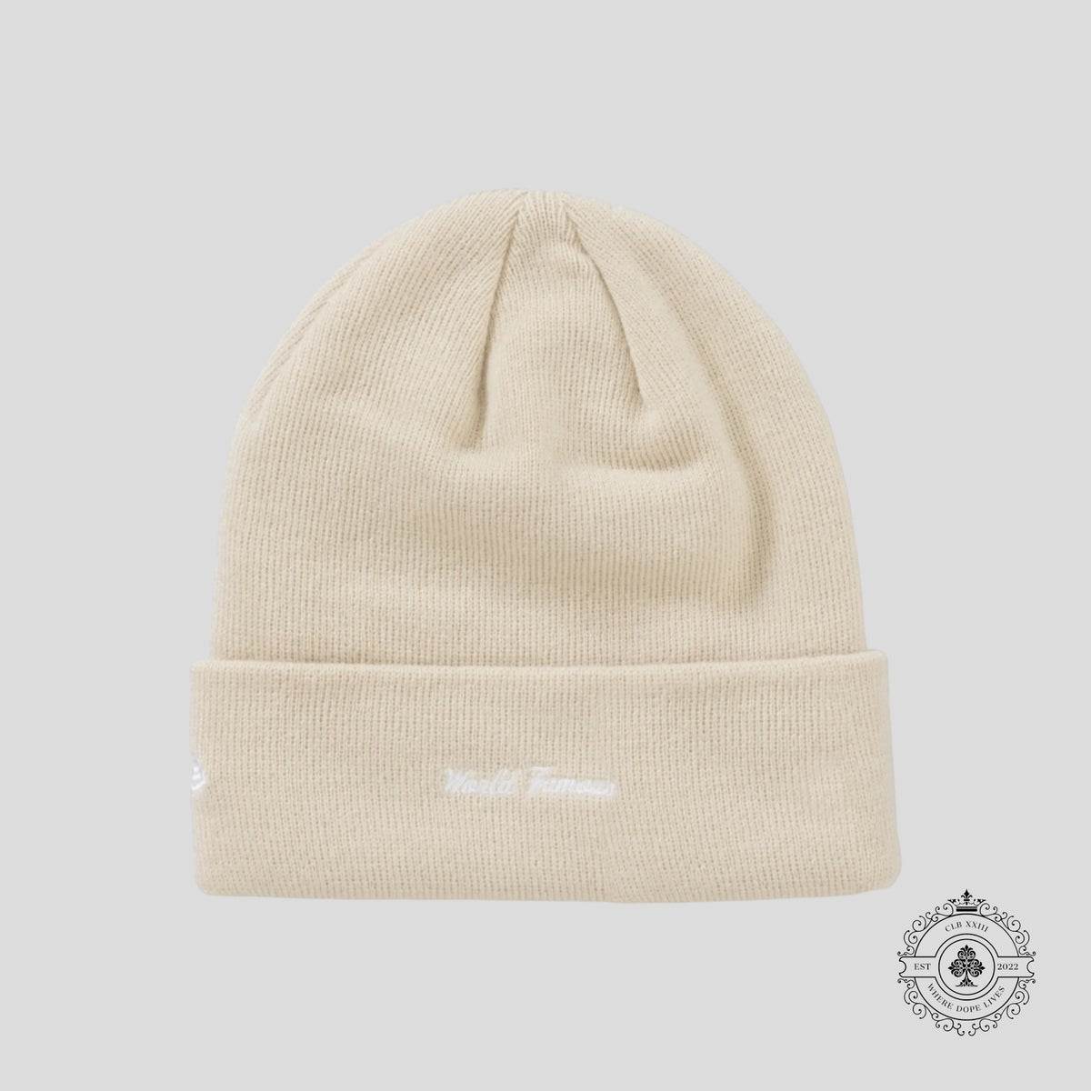 Supreme New Era Box Logo Beanie (FW24) in Stone